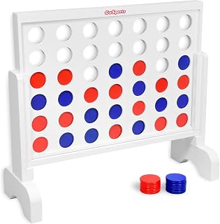 GoSports 2 foot Width Giant 4 in a Row Game with Carrying Case, Made from Wood