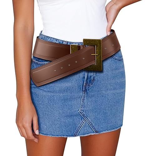 Chunky Western Belts for Woman, Boho Leather Belt with Big