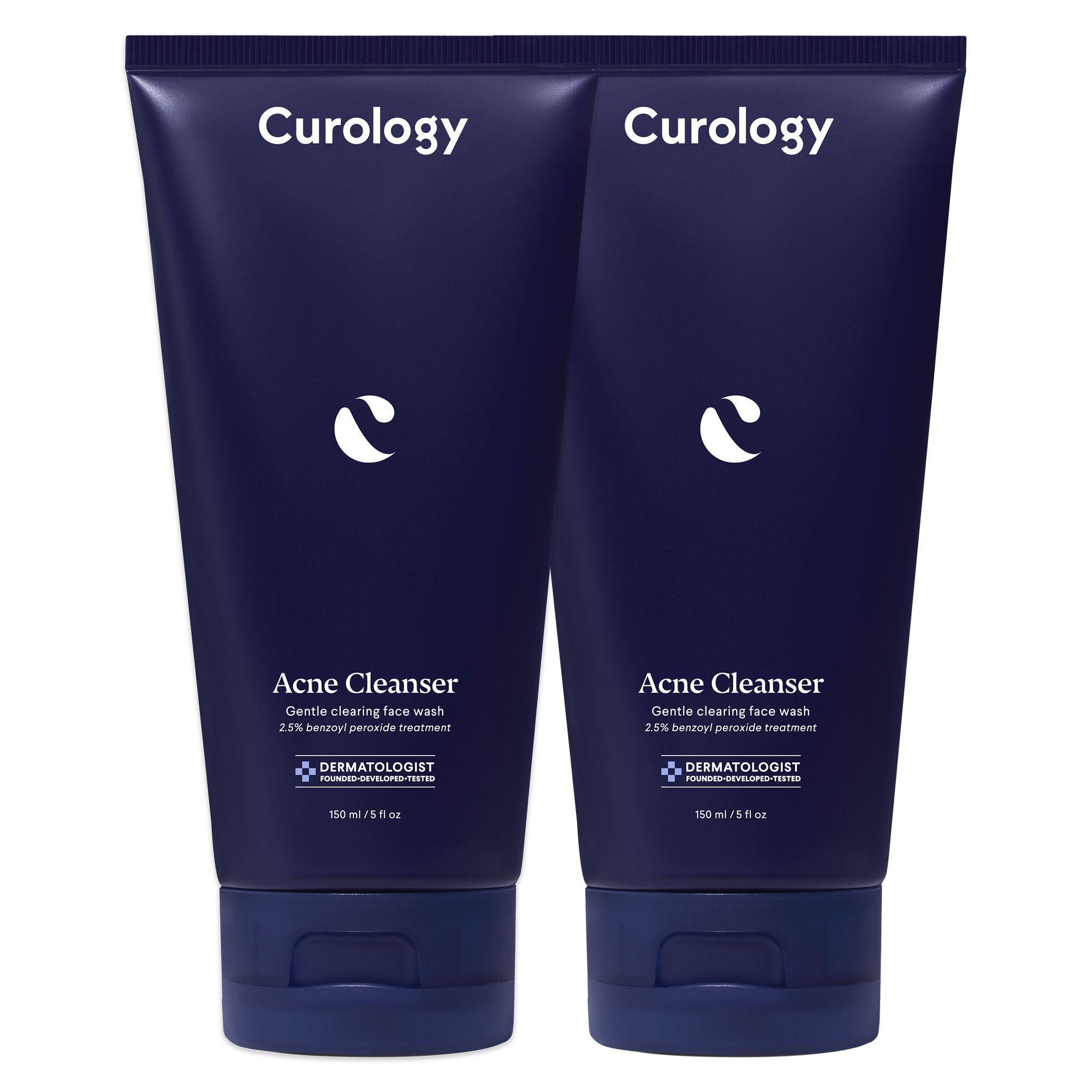 Curology Acne Facial Cleanser Treatment, 2.5% Benzoyl Peroxide Face Wash, For Oily and Acne Prone Skin, 2 Pack