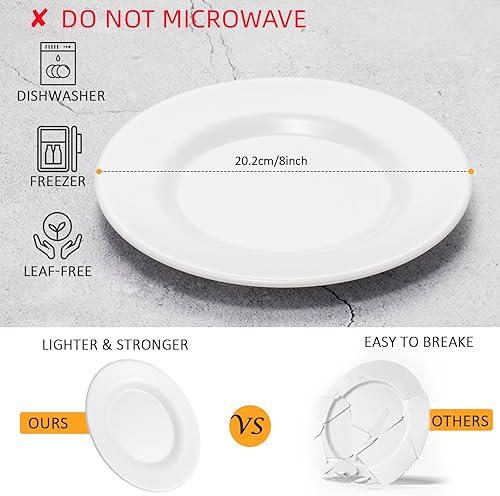 Miniatura 9 de Platos llanos de melamina, redondos, de lado ancho, plato profundo, blanco, 10 pulgadas, juego de 6, PYW-10-06