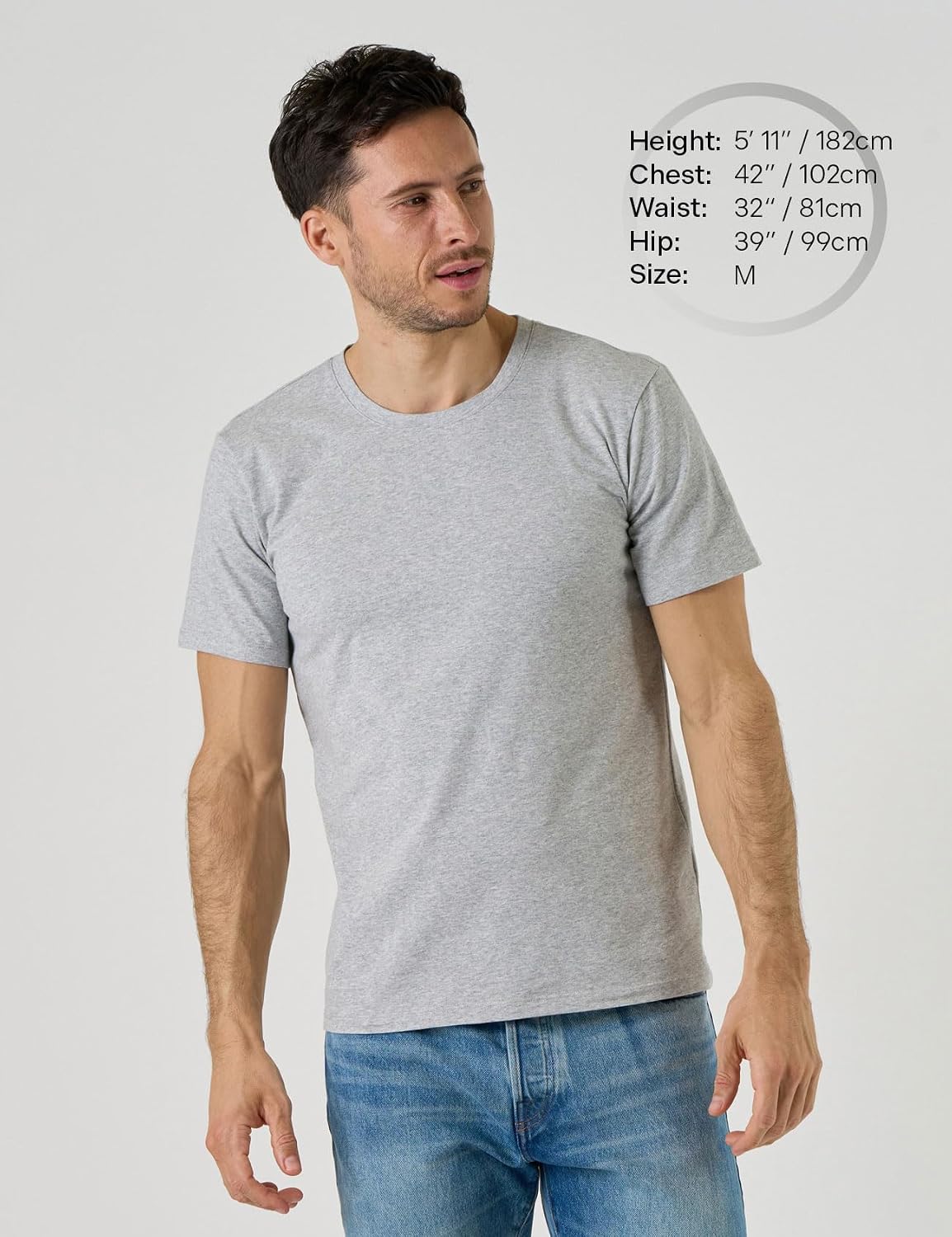 LAPASA Mens Cotton T-Shirt 3 Pack Short Sleeve Crewneck M05