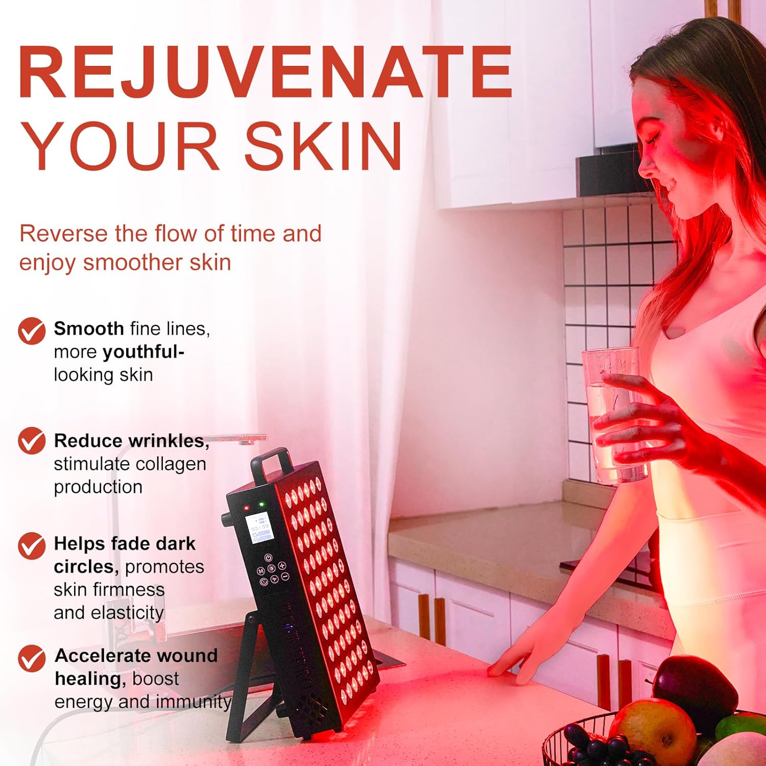 Red Light Therapy Panel, Clinical Grade Dual Chip with Near-Infrared Light 850nm 940nm 660nm 630nm High Power Panel for Pain Relief, Body, Face, Skin Health, Improve Sleep (BN-60) - Image 2