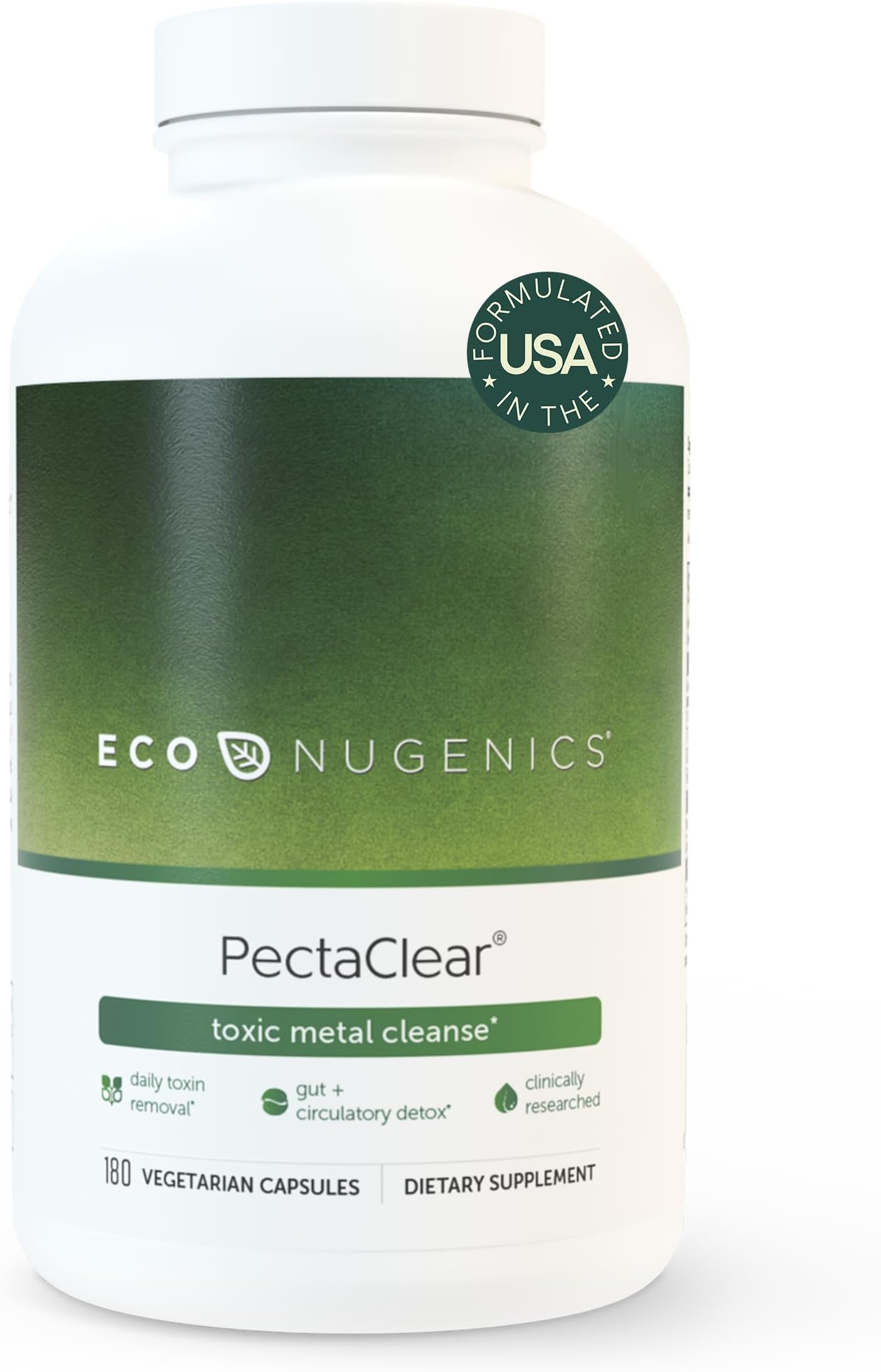 Pectaclear Professionally Formulated To Support Healthy Detoxification Provides Comprehensive Support Against Environmental Toxins Safe Gentle & Effective 180 Capsules Multi