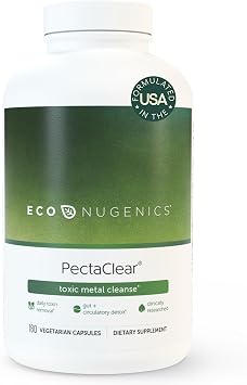 EcoNugenics PectaClear Detox Supplement for Toxic Metal Cleanse Naturally & Safely Eliminates Toxins for Gut, Liver & Kidney Detox & Repair Helps with Energy, Weight, Hormone Balance, 180 Capsules