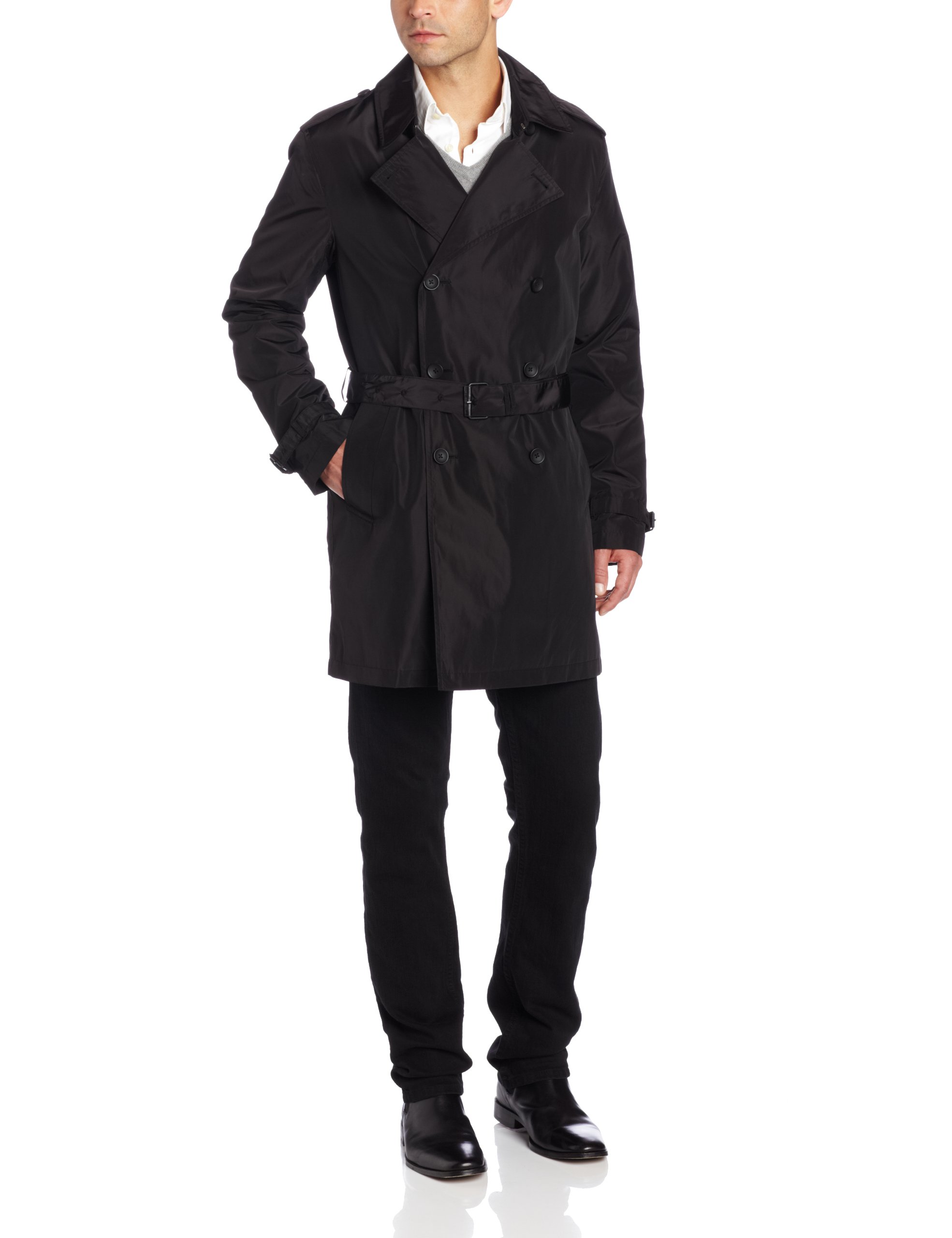 Kenneth Cole New York Men's Double Breasted Belted Trench Coat