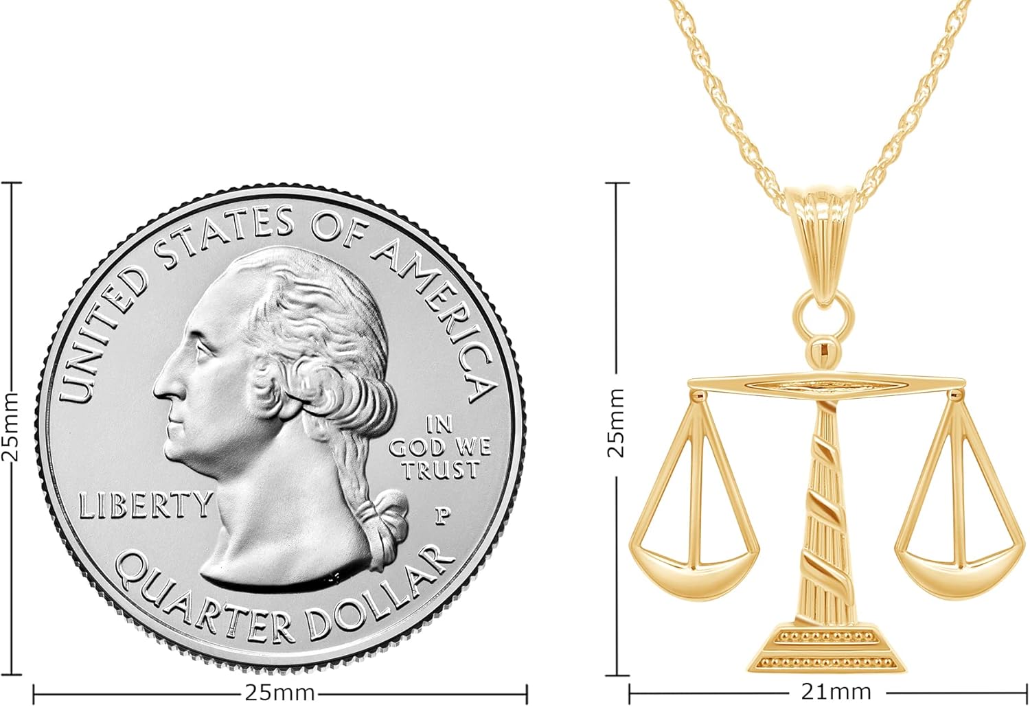 Scales of Justice Pendant Necklace, 14K Gold Over 925 Sterling Silver, Dainty Minimalist Law Jewelry for Women, Gift for Lawyer, Law Student, Judge, Everyday Wear