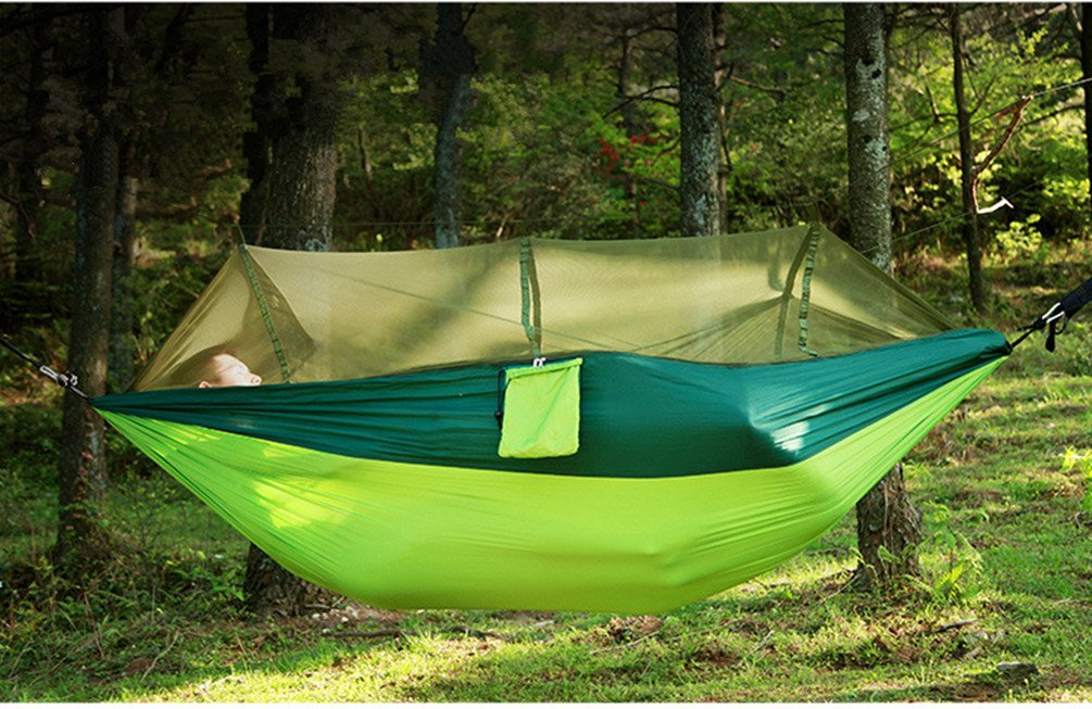 Hamac avec moustiquaire - Pour l'extérieur et le camping - Portable - Tissu parachute - Tente pour deux personnes - 260 x 140 cm - Capacité de charge : 200 kg L camouflage