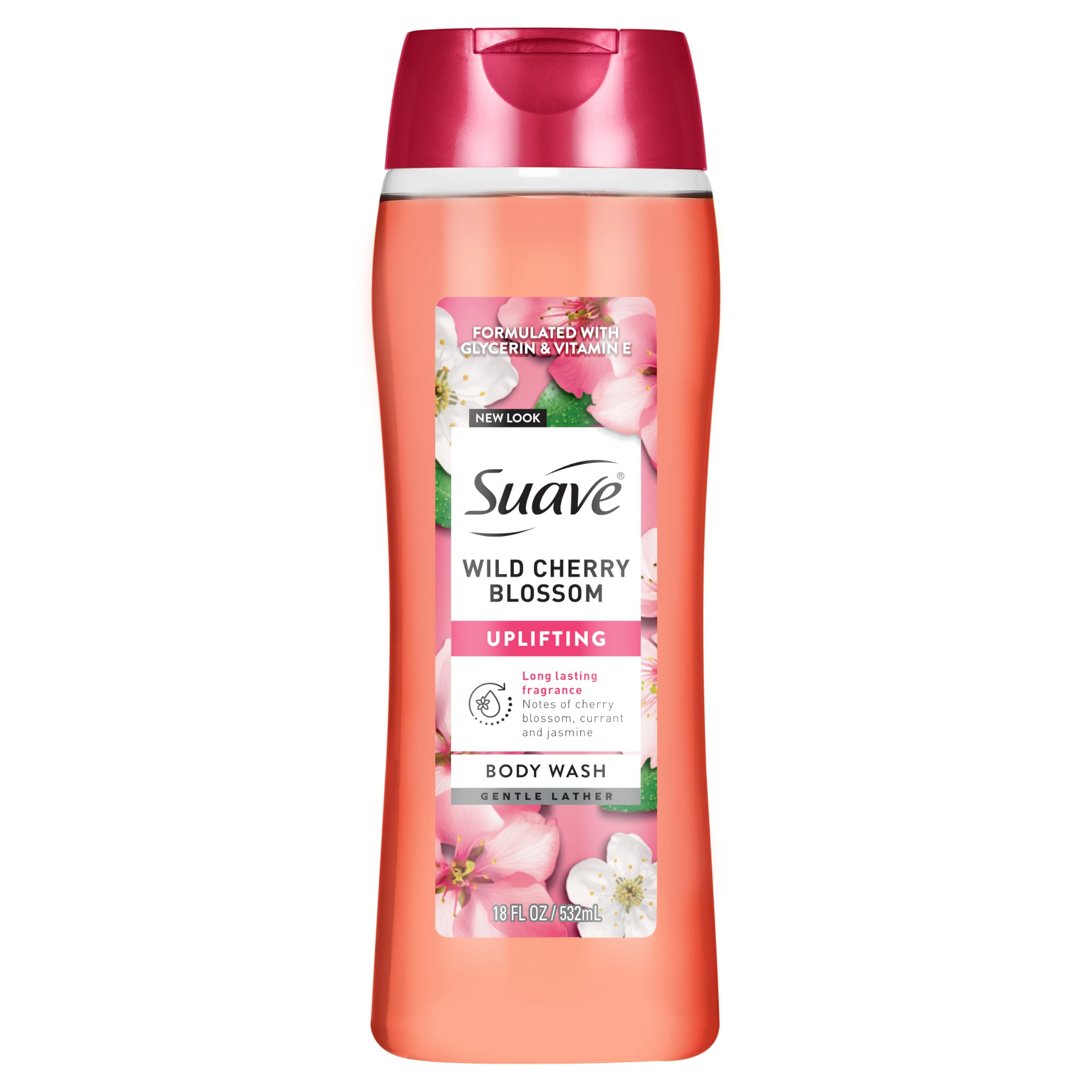 Suave Wild Cherry Blossom Moisturizing Body Wash with Glycerin Vitamin E Hydrating Skin Cleanser For Soft Smooth Skin