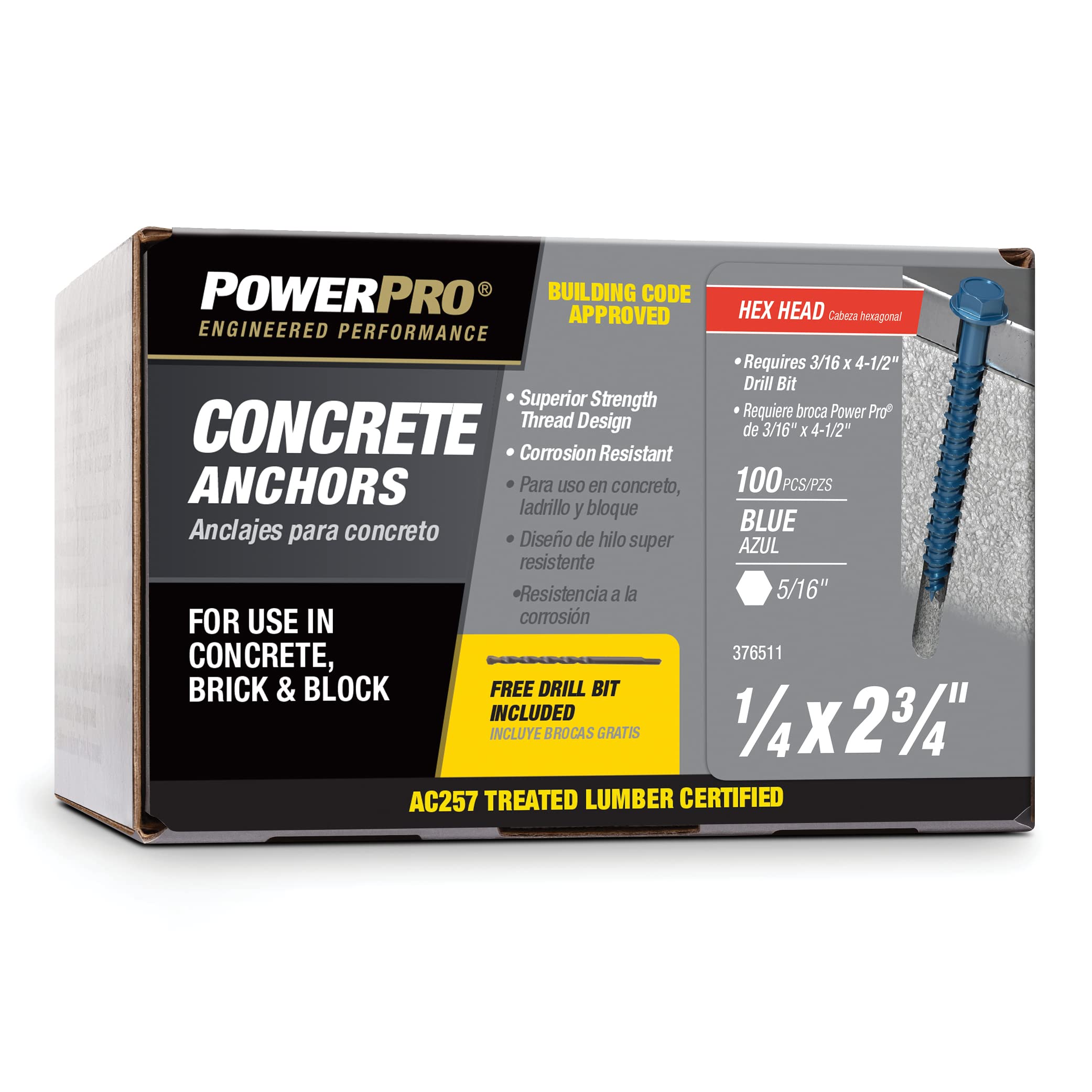 Power Pro Concrete Screw Anchors - 100 Pack -1