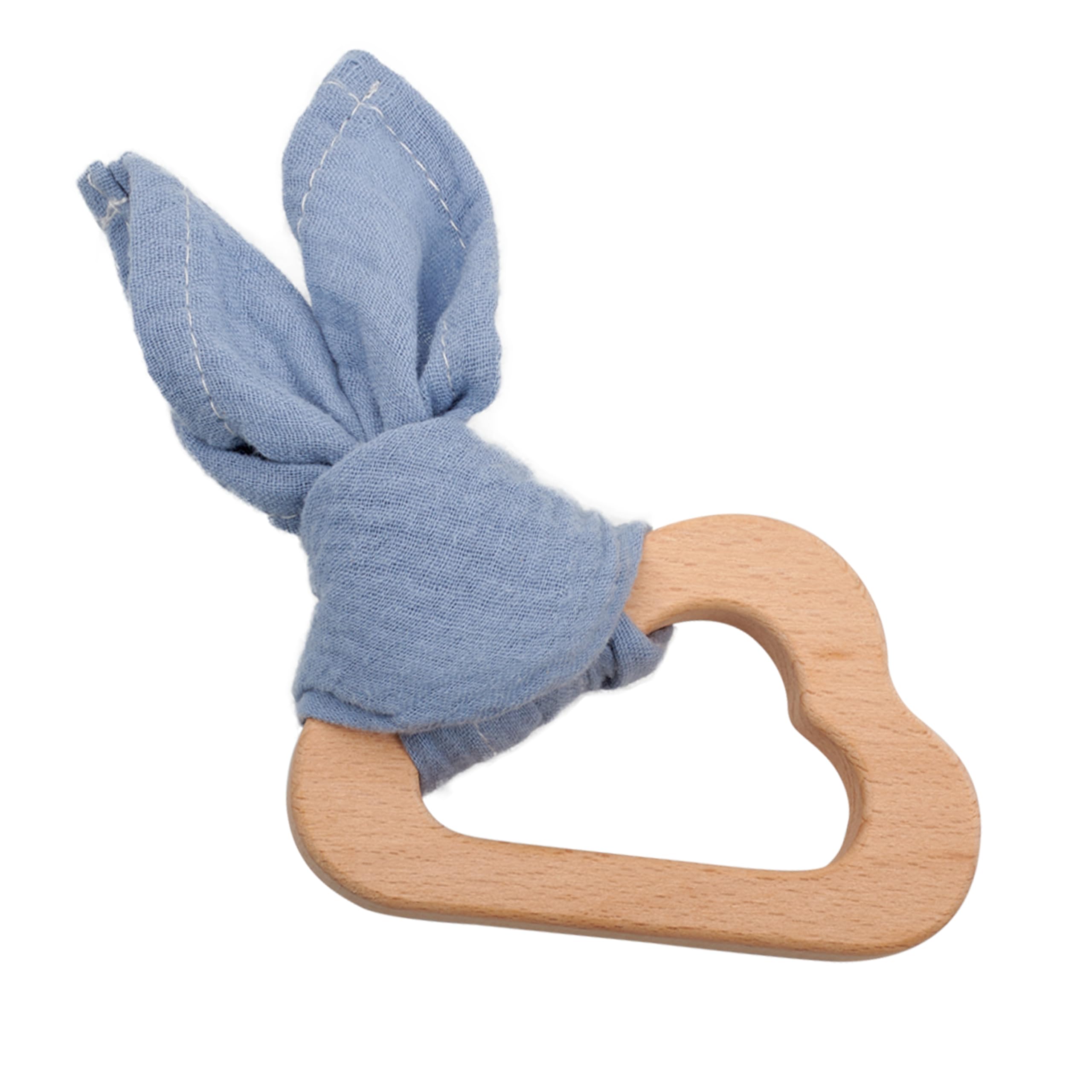 CHILDLIKE BEHAVIORWooden Cloud Teether - 3x3-Inch Wooden Teething Ring with Soft and Hard Surfaces and Drool Absorbent Cloth - Wooden Teether for Baby's Teething and Develop Hand-Eye Coordination