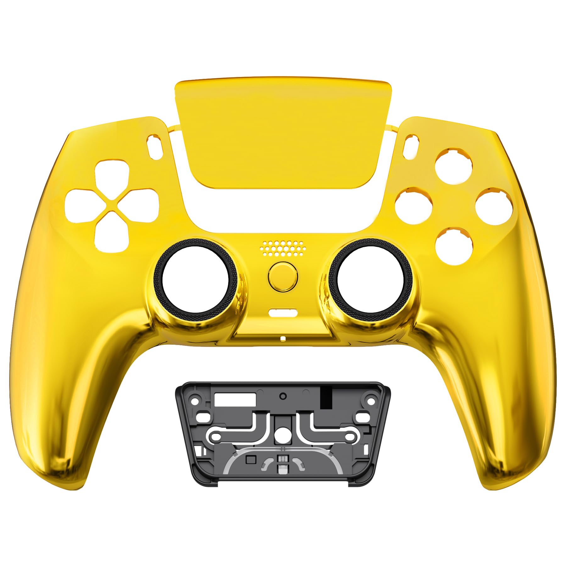 eXtremeRate Luna Rediseñado Carcasa Frontal con Panel Táctil Compatible con ps5 BDM-010 BDM-020 BDM-030 BDM-040 Control Placa Frontal Funda Portectora Compatible con ps5 Mando(Dorado Cromo) - 4