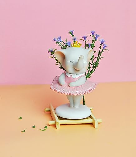 Miniatura 6 de Comfy Hour Figura de vestido rosa de elefante bailarín de 5 pulgadas, decoración de pastel de elefante, estatua coleccionable, decoración de