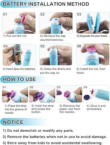 Miniatura 7 de 2 en 1 Quilling Slotted Tool Paper Rolling Electric Pen para tiras de papel Quilling general y tiras de papel más anchas
