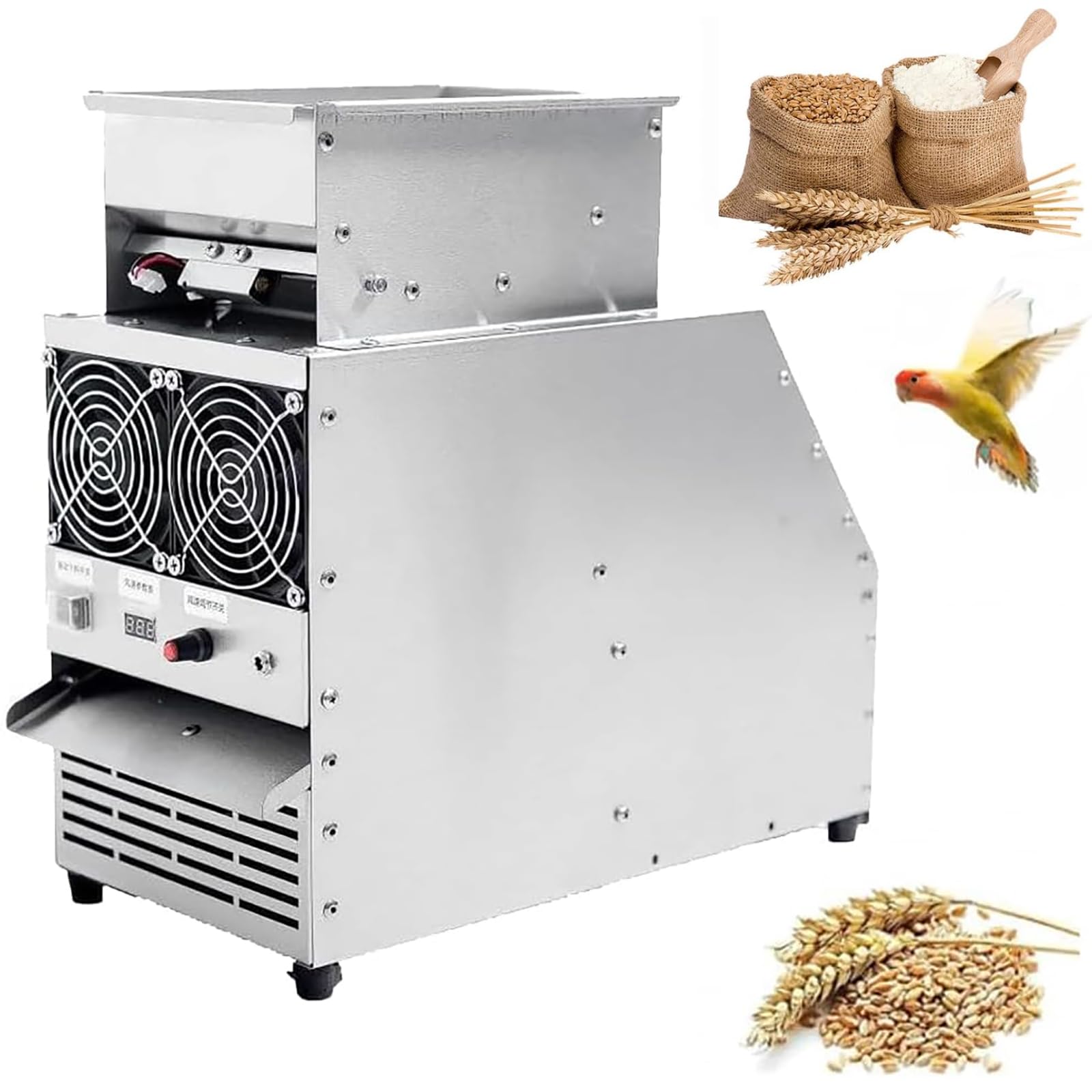 Macchina per la pulizia dei semi dell'uccello, separatore di velocità regolabile con scatola di ricezione materiale, elabora efficacemente miglio e cereali a 60-80 gatti/ora