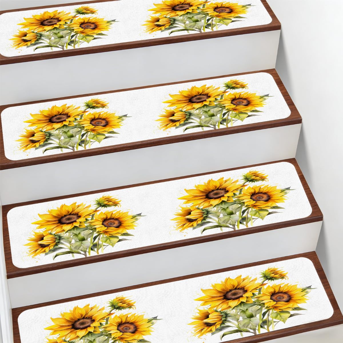 Protectores de escalera para interiores antideslizantes alfombra de peldaños girasoles Mexpekil