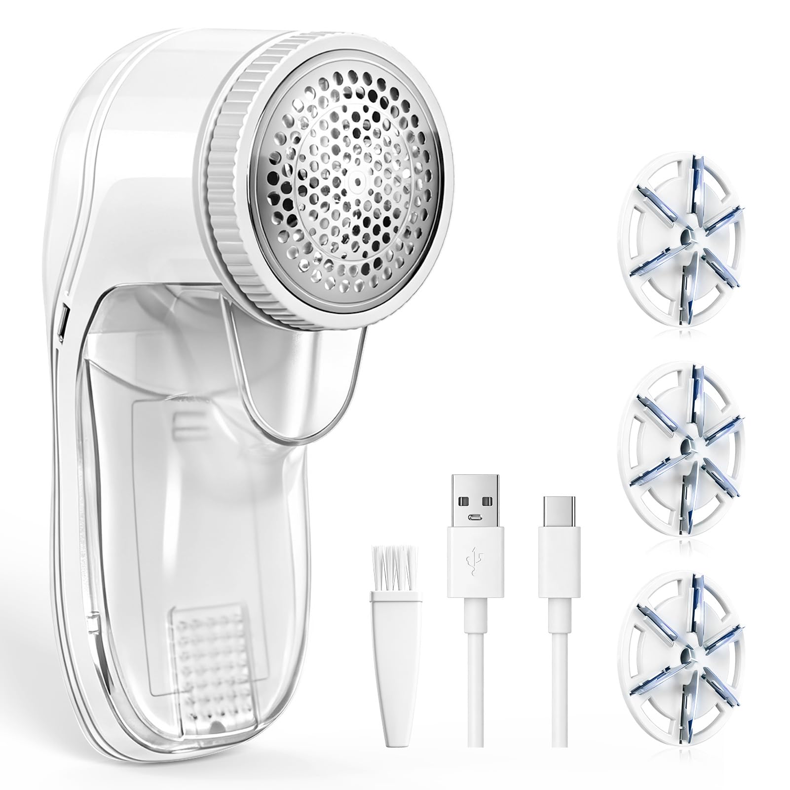 Fusselrasierer Elektrisch, Fusselentferner Fuselrasier 3 Klingen, USB Wiederaufladbar Tragbarer Flusenrasierer Fabric Shaver Pilling Wollrasierer Entfussler für Verschiedene Stoffe, Kleidung, Teppich