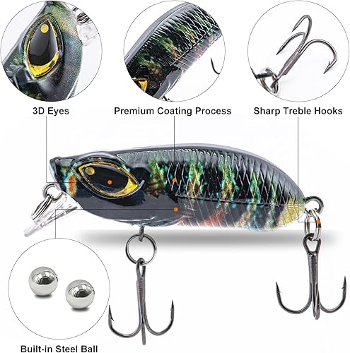 Miniatura 2 de Topwater - Señuelos para lápices de agua, señuelos duros flotantes para lubina, trucha, lucioperca, señuelos flotantes para lápices