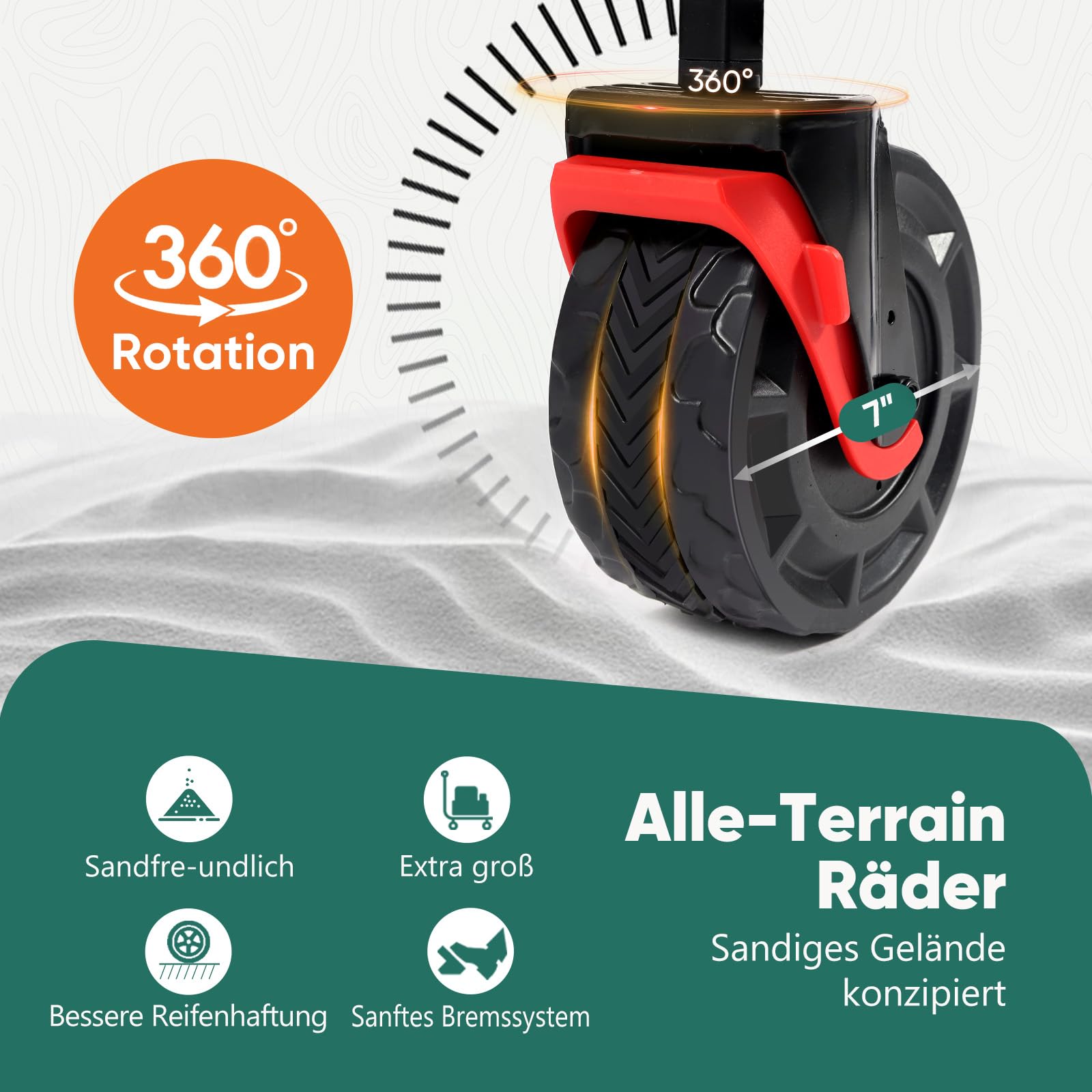 Sekey Bollerwagen Faltbar XXL 200KG 155L, Breite Blasformräder Speziell als Faltbarer Bollerwagen Strand, Strandwagen Klappbar mit Heckklappe, Diamant 2001, Schwarz