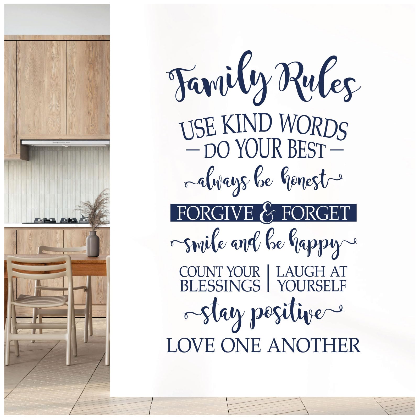 Family Rules - Use Kind Words, Always be Honest... - Home Decal Wall Sticker [XLarge] [Cobalt]