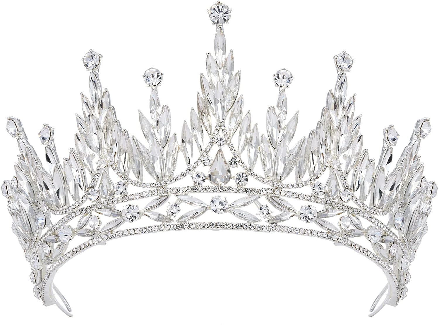 SWEETV Tiaras and Crowns for Women, Wedding Tiara for Bride, Rhinestone Queen Crown, Crystal Costume Hair Accessories for Birthday Prom Quinceanera Celebration