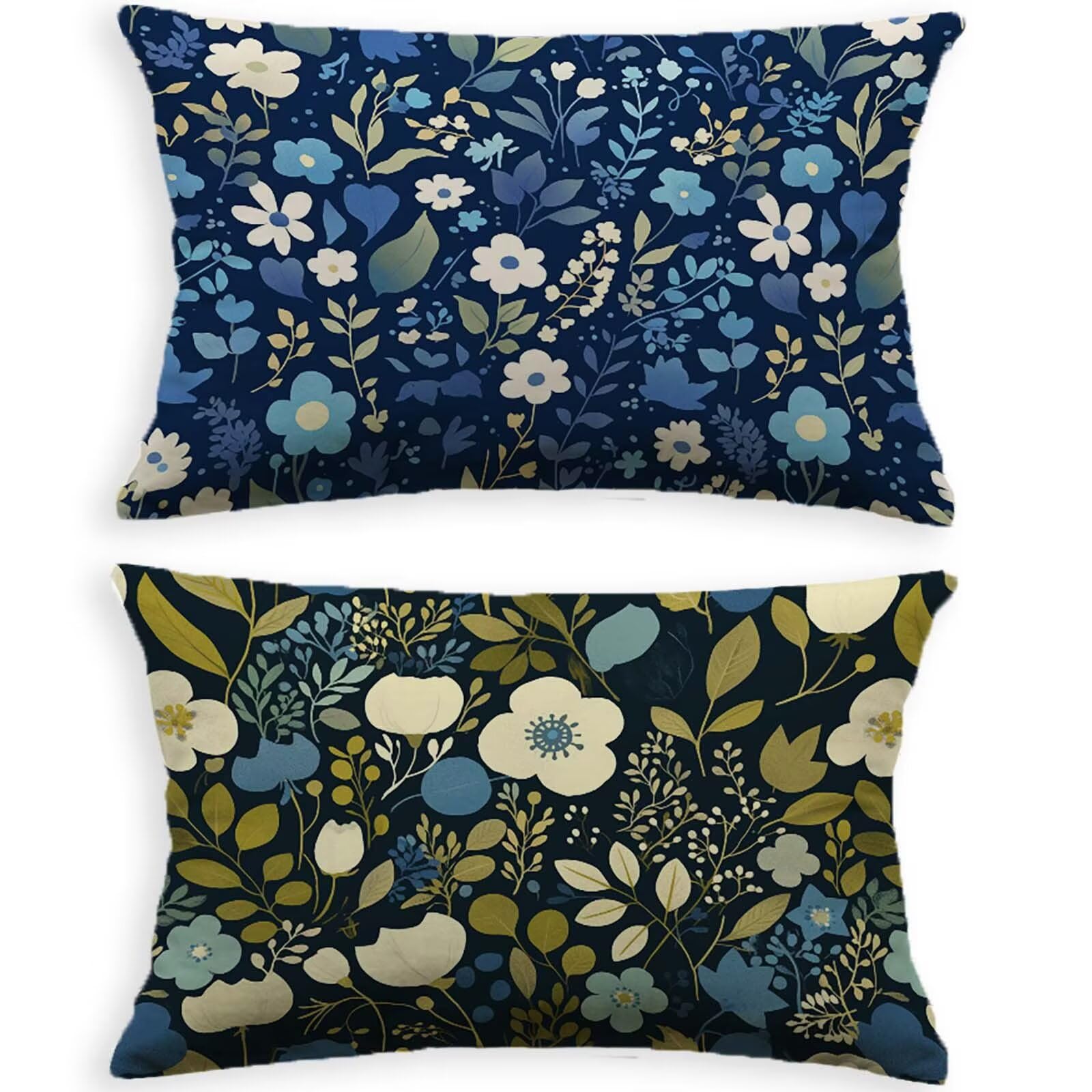 Housse de coussin 50x70 cm lot de 2 en velours fleuri avec fermeture éclair