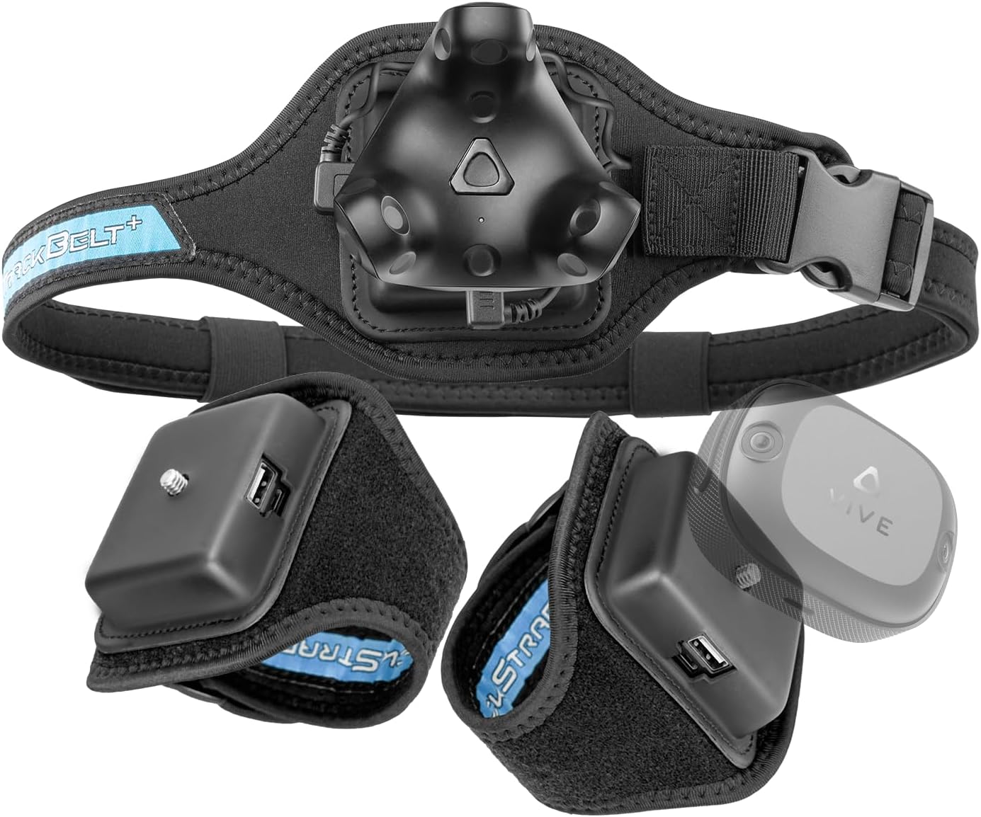 Rebuff Reality Trackstrap Plusは、VIVE Ultimate Tracker、VIVE Tracker、およびTundra Trackerに対応しています, 20時間以上のプレイタイムと6,000mAhのバッテリーを搭載し、VR Chat、Dance Dash、および他のFBTアプリでフルボディトラッキングを可能にします