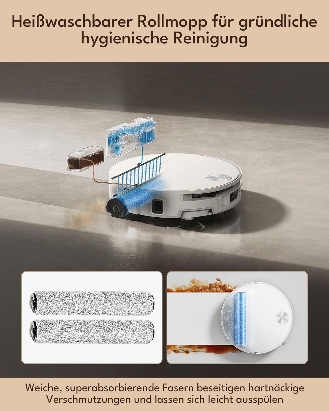 22 Stk. Zubehörsets für Mova S70 Roller/ S70 Ultra Roller Saugroboter: 2 Hauptbürste, 2 Rollenwischer, 6 Seitenbürste, 4 HEPA-Filter, 6 Staubbeutel, 1 Bürste, 1 Schraubendreher