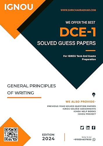 IGNOU DCE 1 Solved Guess Papers from IGNOU Study Material/Books General Principles of Writing For Exam Preparation (Latest Syllabus) IGNOU Diploma in Creative Writing in English (DCE)