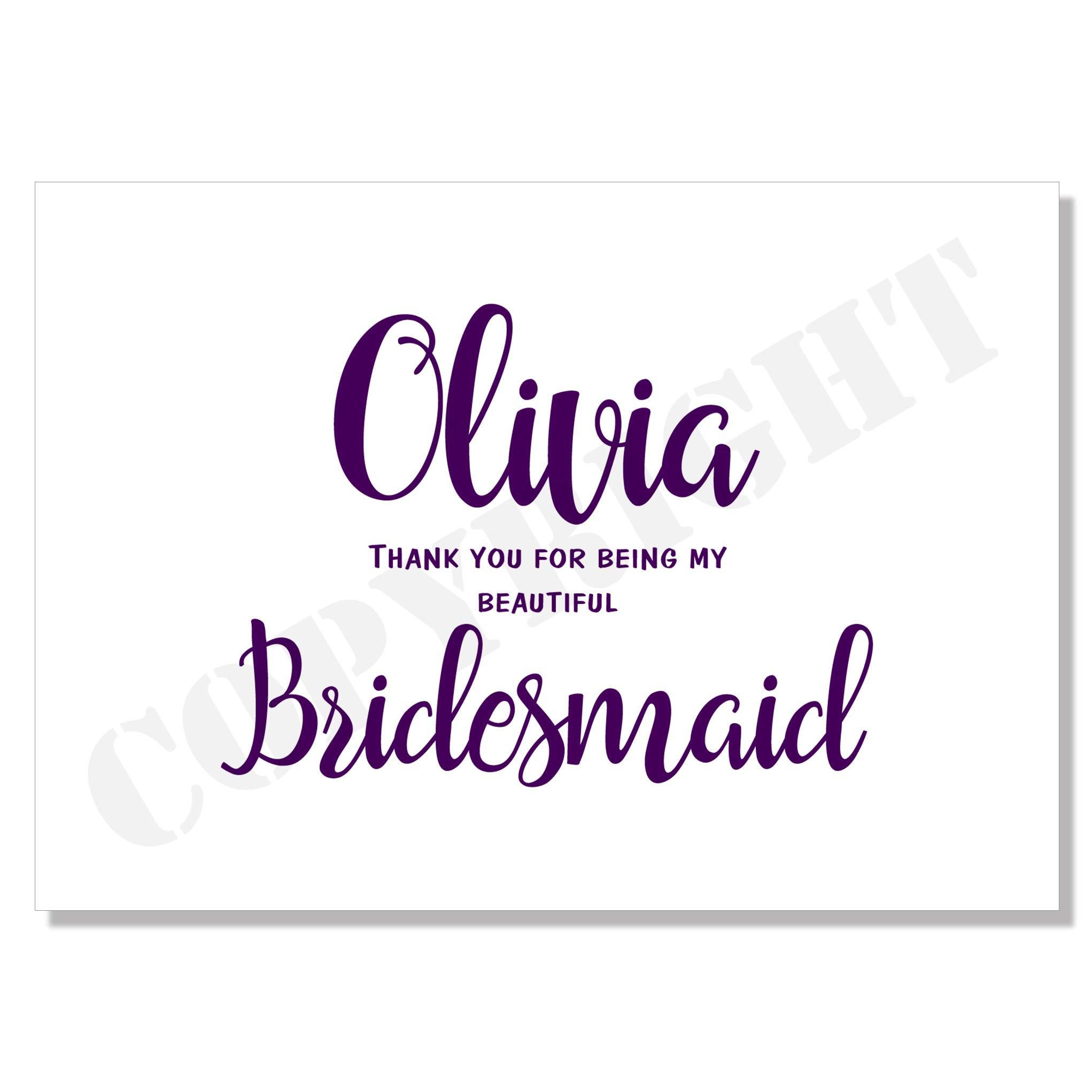 Personalised Thank you for being my beutiful/wonderful (any roles/text/colours) Wedding Invitation Card A6