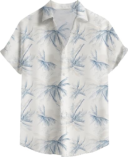 Camisa hawaiana para hombre, camisas casuales de manga corta con botones, camisas florales Aloha tropicales para vacaciones
