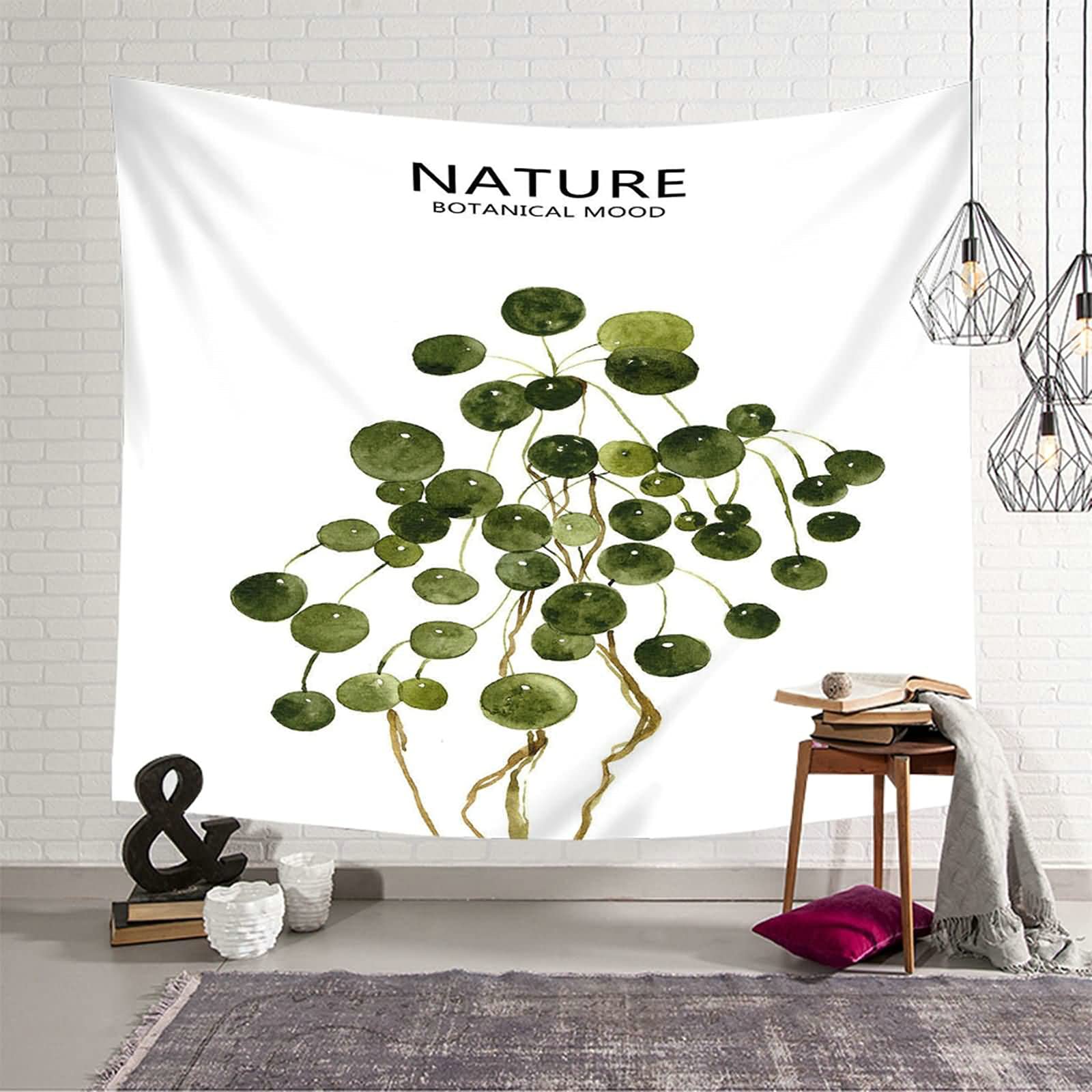 Tapiz de pared KnSam para dar vida a zonas vacías: plantas naturales de poliéster, 150x130 cm