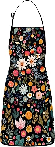 CHEF CURRY Delantales para mujer con bolsillos, delantal impermeable ajustable para cocinar, cocina, hornear, jardinería, salón