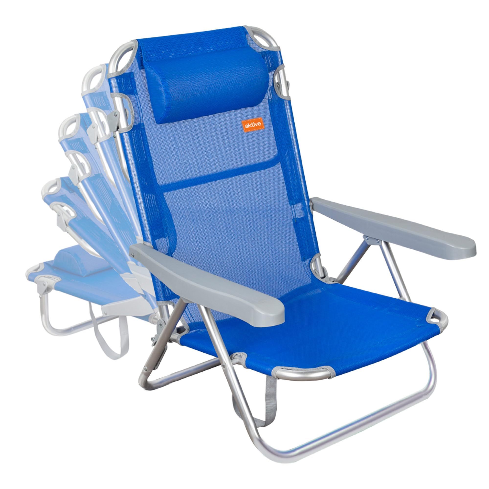 AKTIVE - Chaise Pliante, Multi-Position et en aluminium, Chaise de Plage Pliable, Mixte, 62608, Bleu Marine