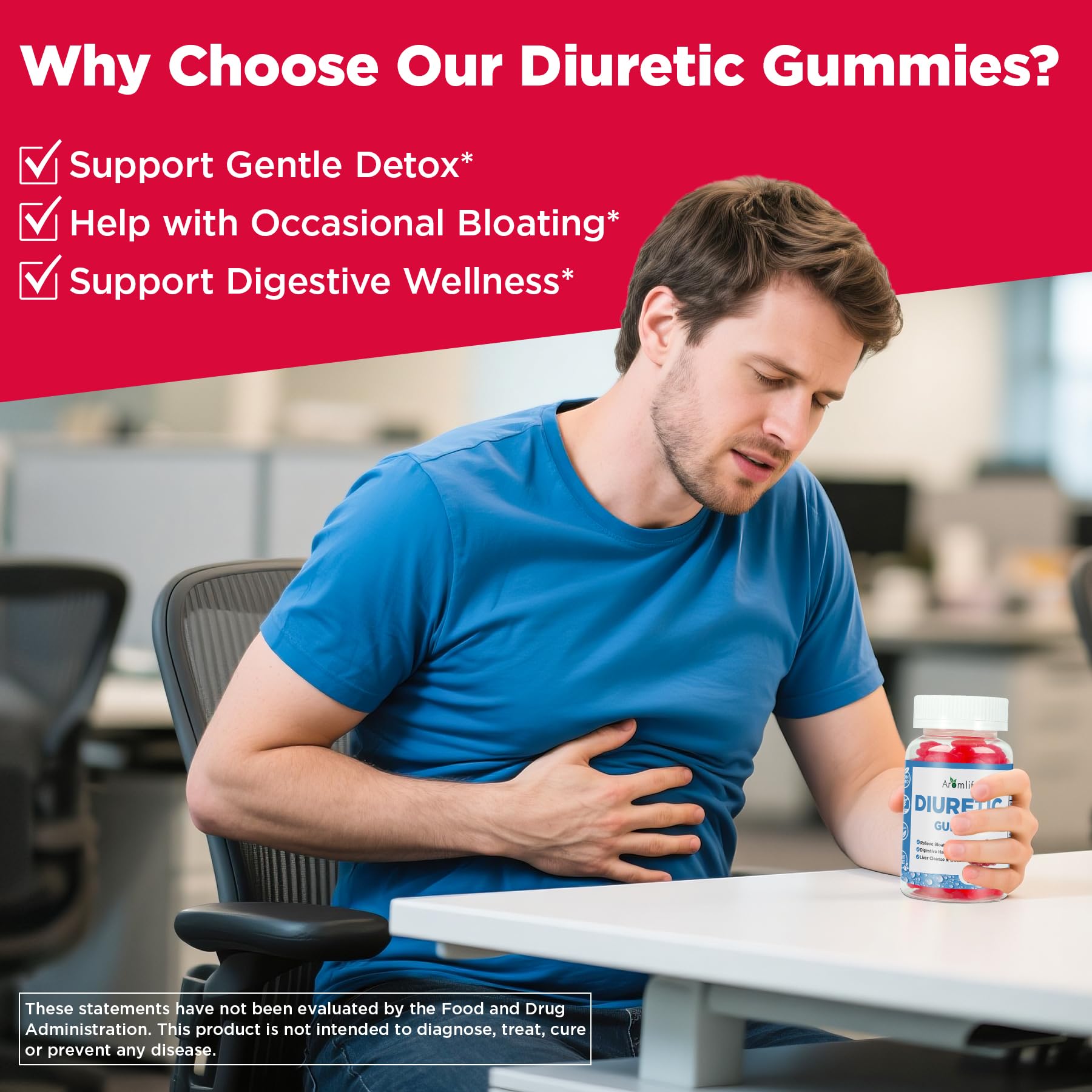 Diuretic Retention Gummies for Water Retention & Bloat, Herbal Diuretic Water Away Gummies with Milk Thistle for Digestion, 60 Count Sugar-Free Vegan Fluid Balance Gummy for Men and Women — Amazon image 4