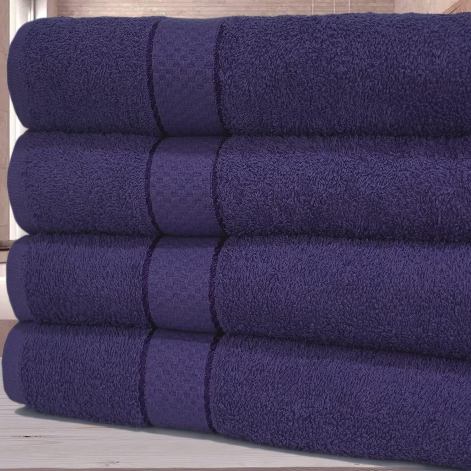 KNIGHTS BRIDGE Luxury Egyptian Cotton Bath Sheet Set, 80x140 cm, Pack of 4 Super Soft Absorbent Jumbo Towels (Plum)