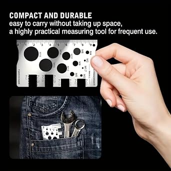 2PCS Stainless Steel Thread Gauge,Double-Sided Bolt & Nut Thread Gauge Card,Metric and Imperial Screw Measuring Tool,High Precision Thread Pitch Gauge,Bolt Size Chart Finder for Engineers