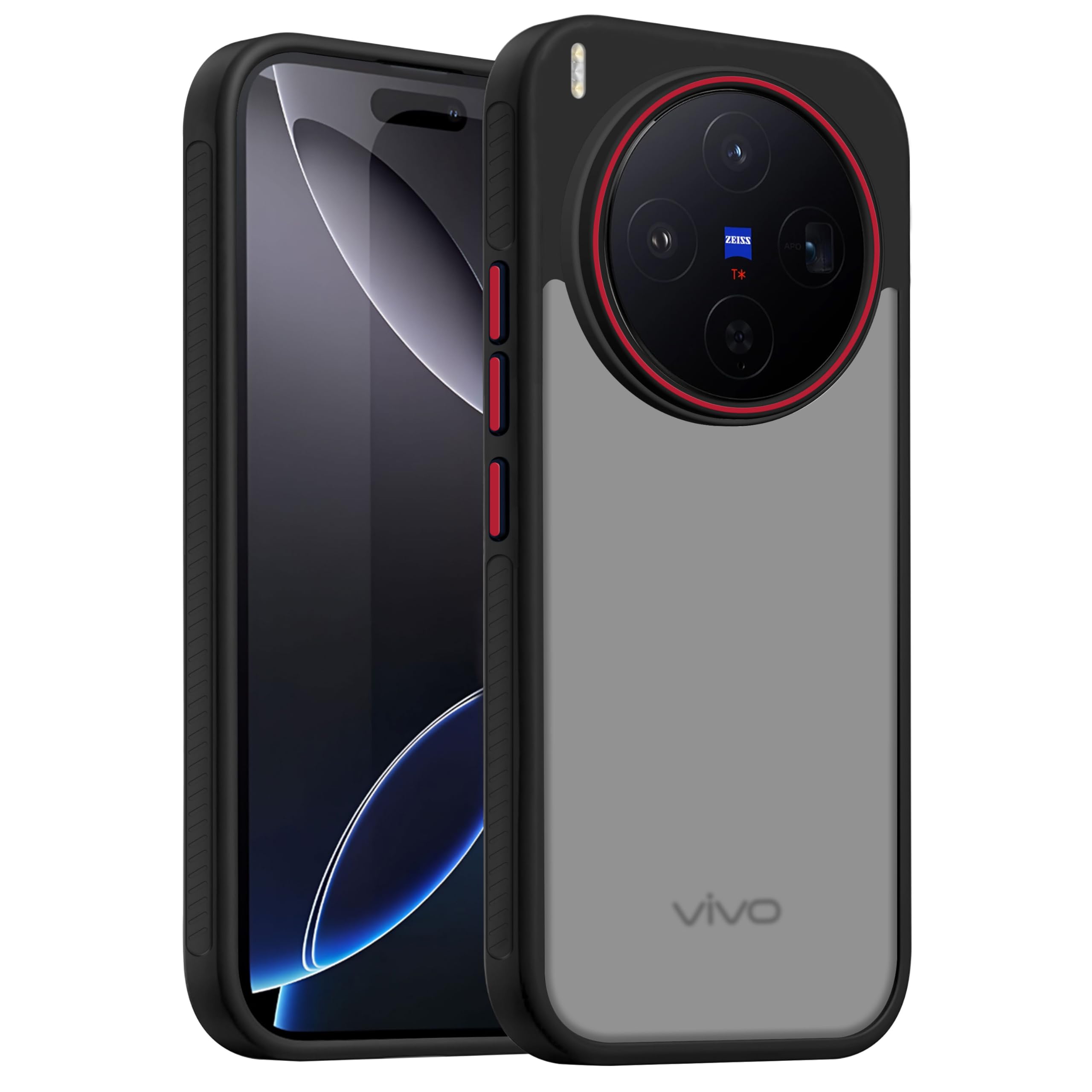 V-TAN Back Cover Vivo X300 5G Compatible Case, Matte Finish Transparent Case, TPU, Camera Protective Shockproof Cover (Black)-picture-31
