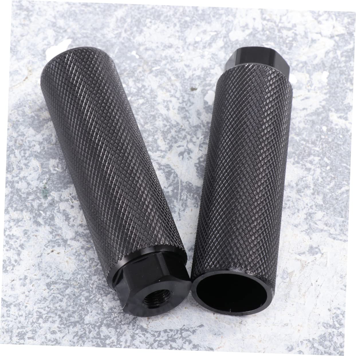 HONMEET 1 Pair Sturdy Aluminum Alloy Bike Pegs for Mountain Bicycle Durable Cylinder Pedal Accessory with Big Hole for Repair and Replacement Black