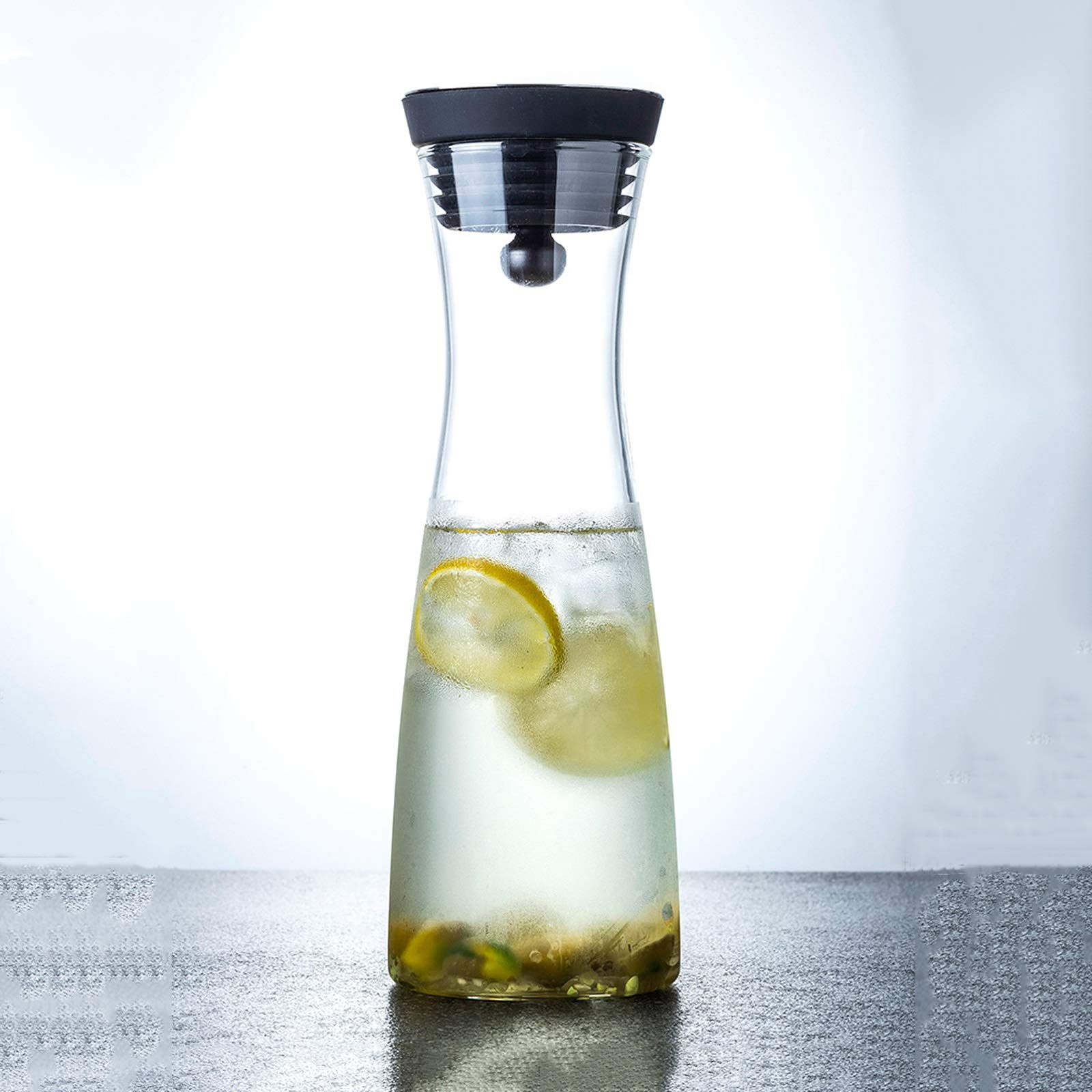 LUCBEI Jarra de Vidrio Jarra de Vidrio de Gran Capacidad for el hogar con Tapa for té de Hielo y Jugo casero. Plaza de Agua de borosilicato Resistente al Calor Jarra de Té Helado