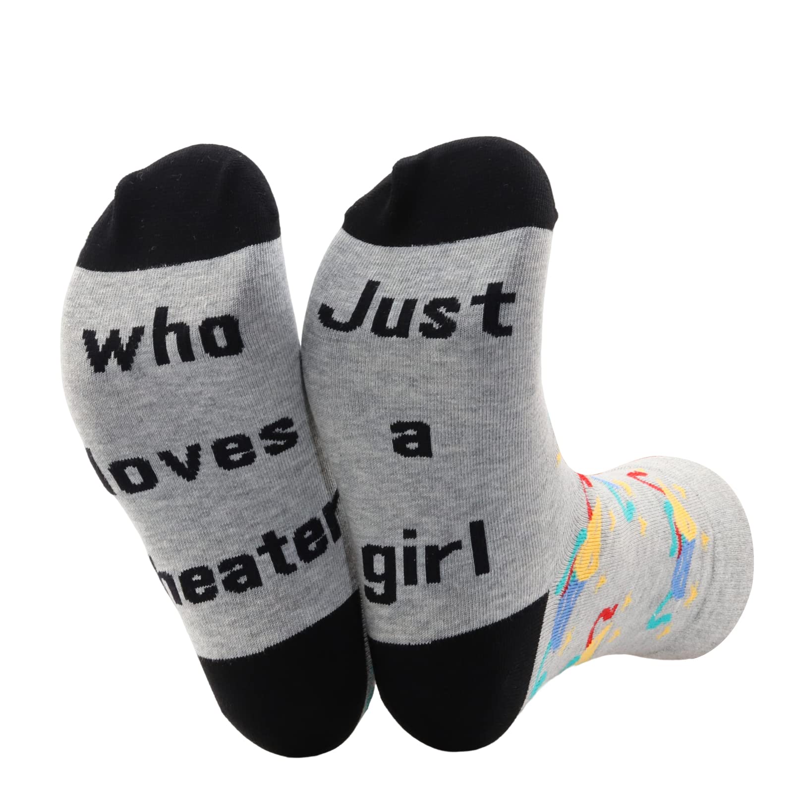 JNIAP Theater Gifts 2 Pairs Theatre Socks Musical Lover Gift Just A Girl Who Loves Theater Drama Teacher Gift (JustAGirlTheaterSocks)
