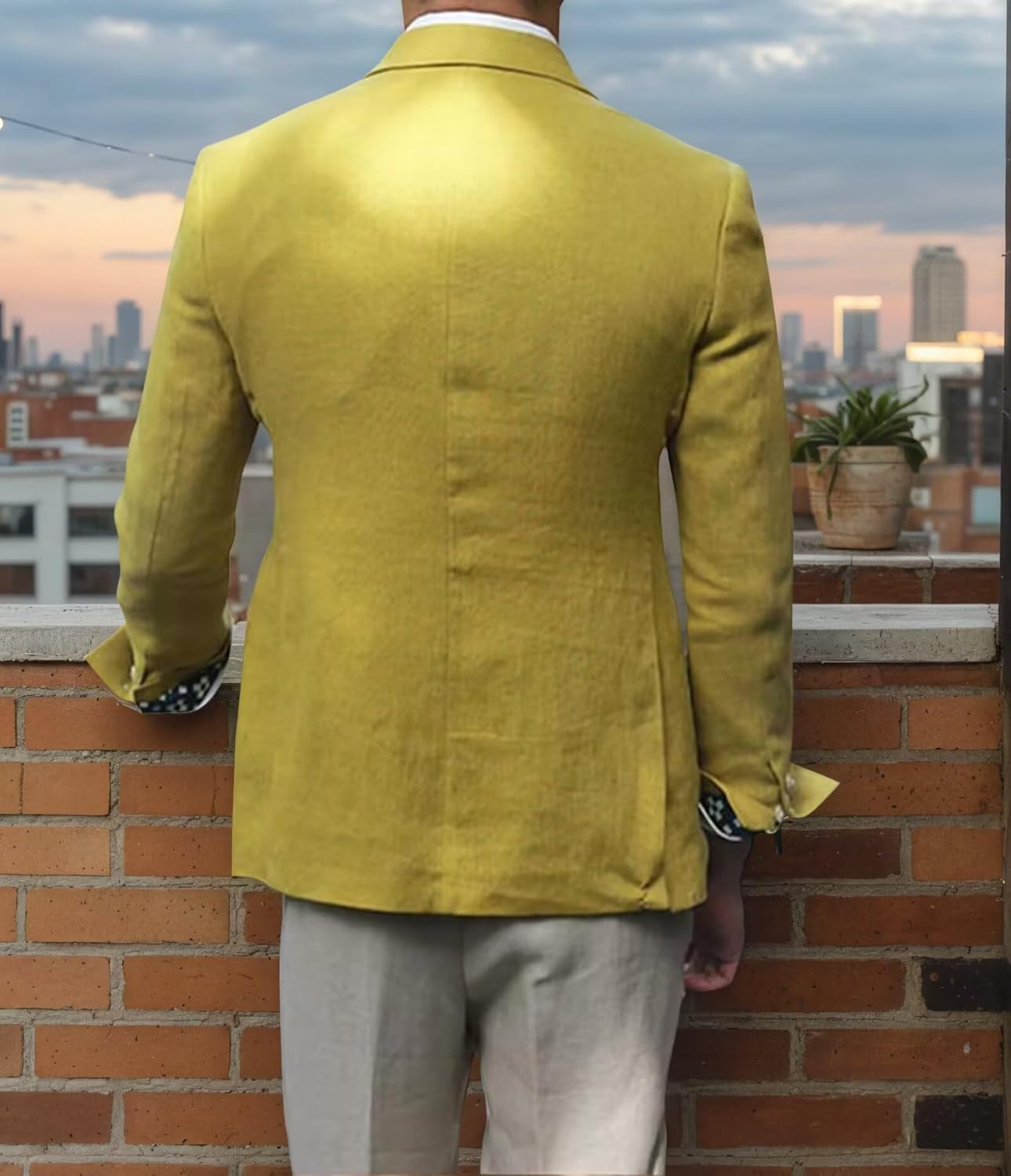 Double Breasted Blazer Men Linen Blazer Men Lightweight for Mens Casual Formal Business Wedding Prom