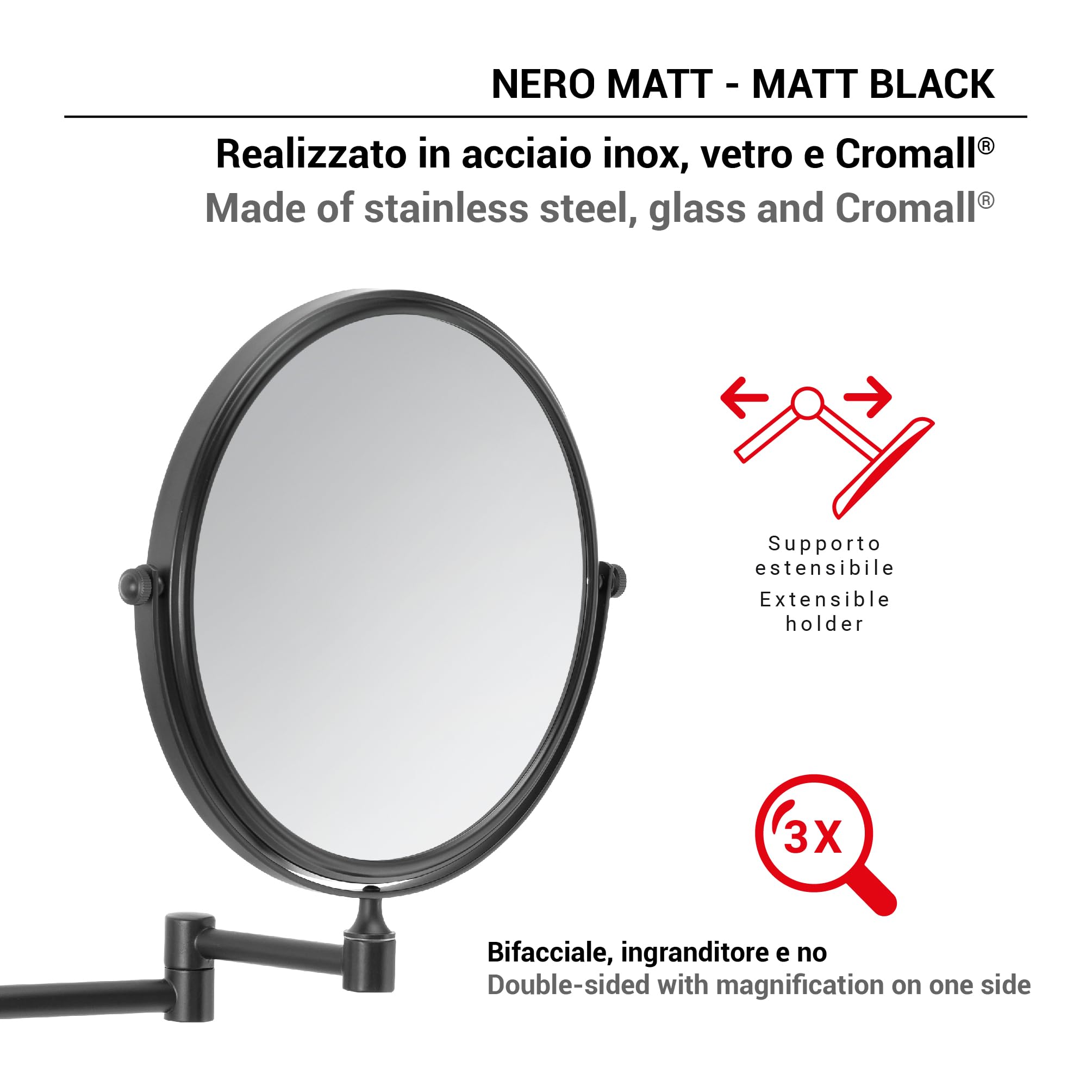 INK Make-up spiegel Geborsteld gunmetal