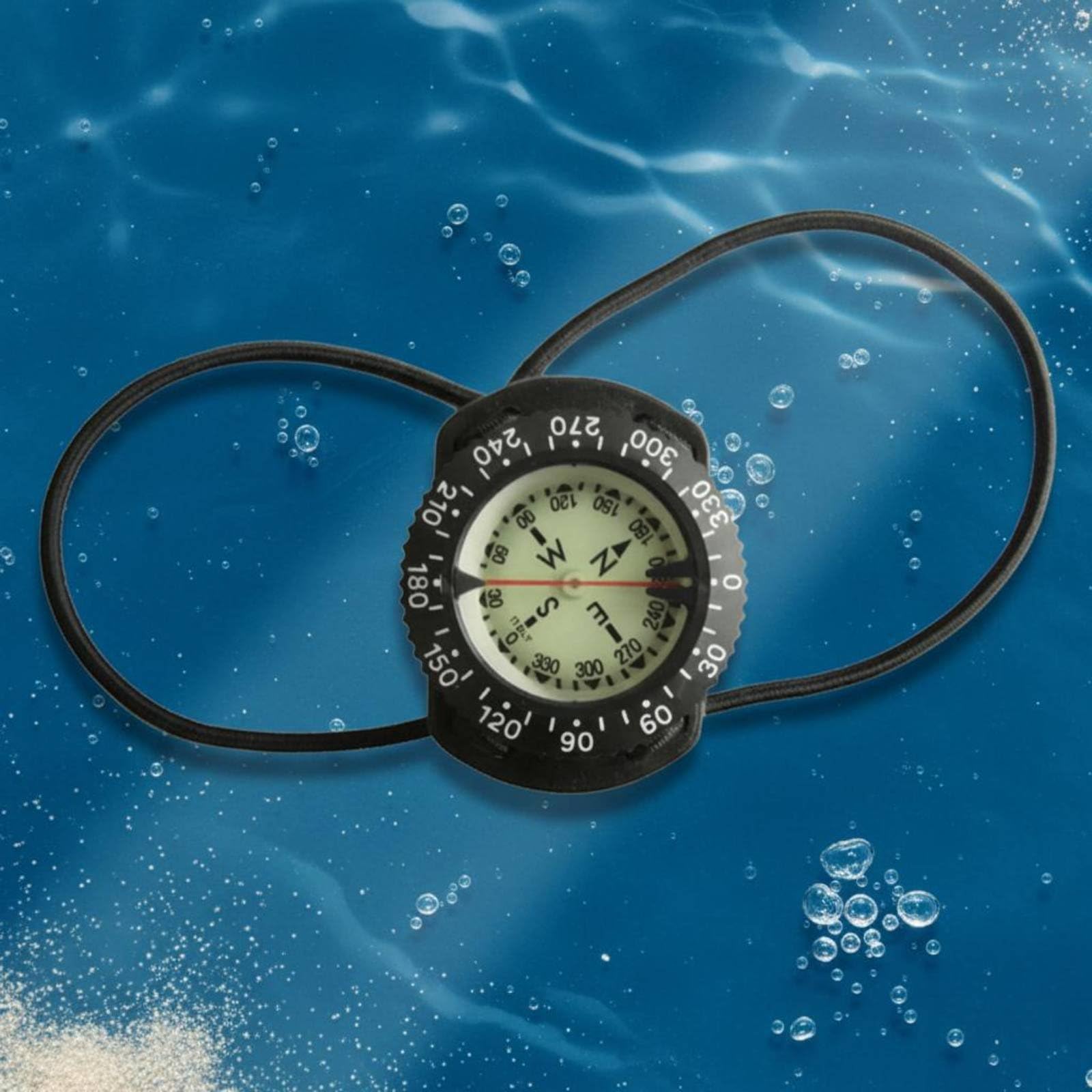 Bungee Kompass Taucherkompass Navigationskompass Richtungsanzeiger mit Leuchtender Markierung Und Seitenfenster aus für Unterwasser Orientierung Outdoor Training Reise Geschenk Freizeit