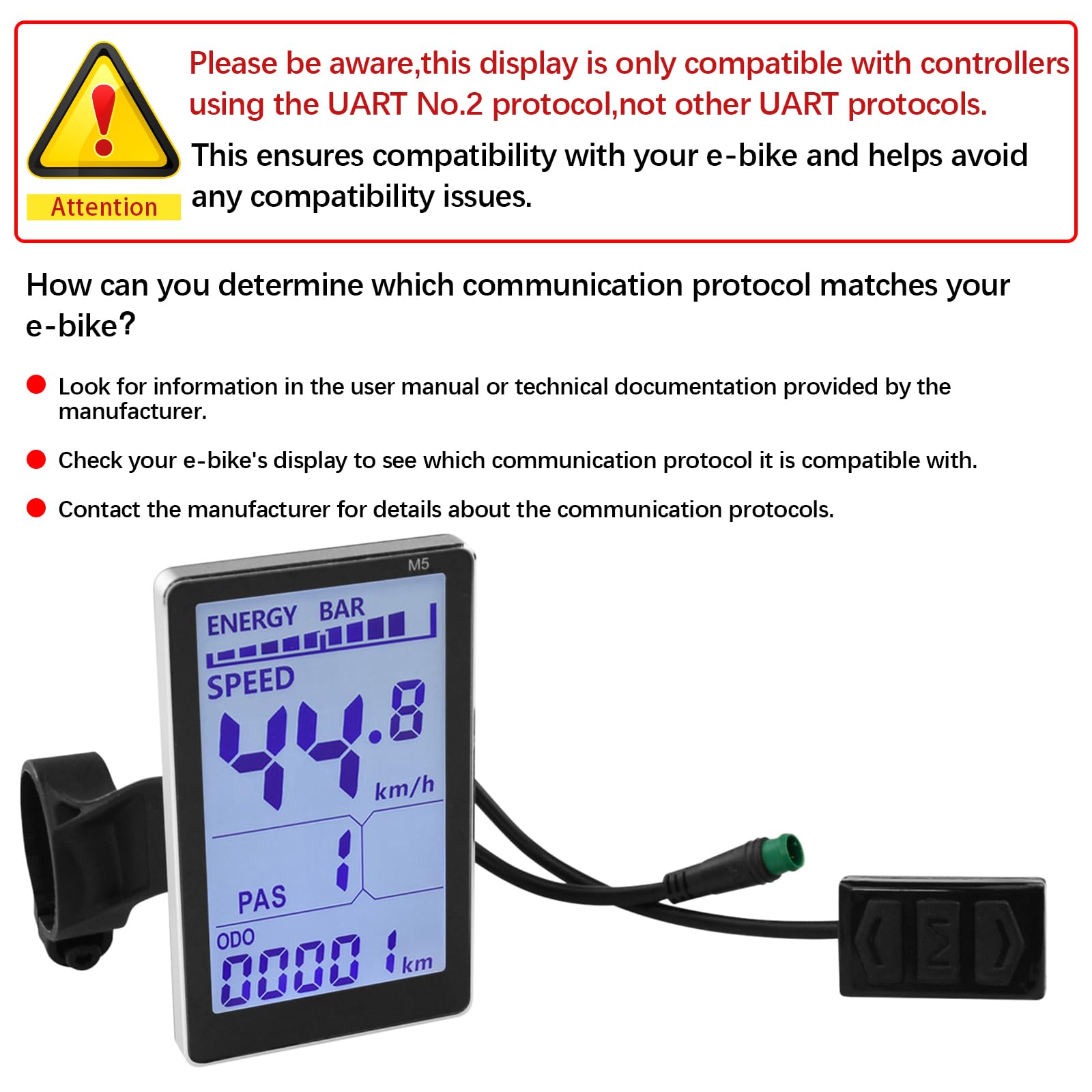 Monitor LCD bici elettrica 24V 36V 48V 60V 5 poli impermeabile scooter elettrico accessori 31,8 22,2 mm
