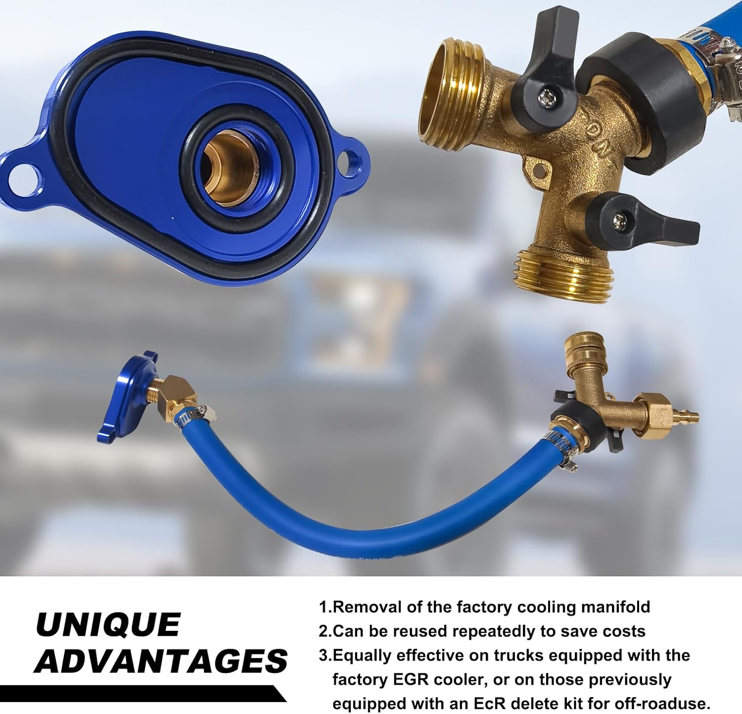 6.0L Oil Cooler Flush Kit with T-Port Adapter - Compatible with Ford VT365 & VT275 Engines (2003-2010)