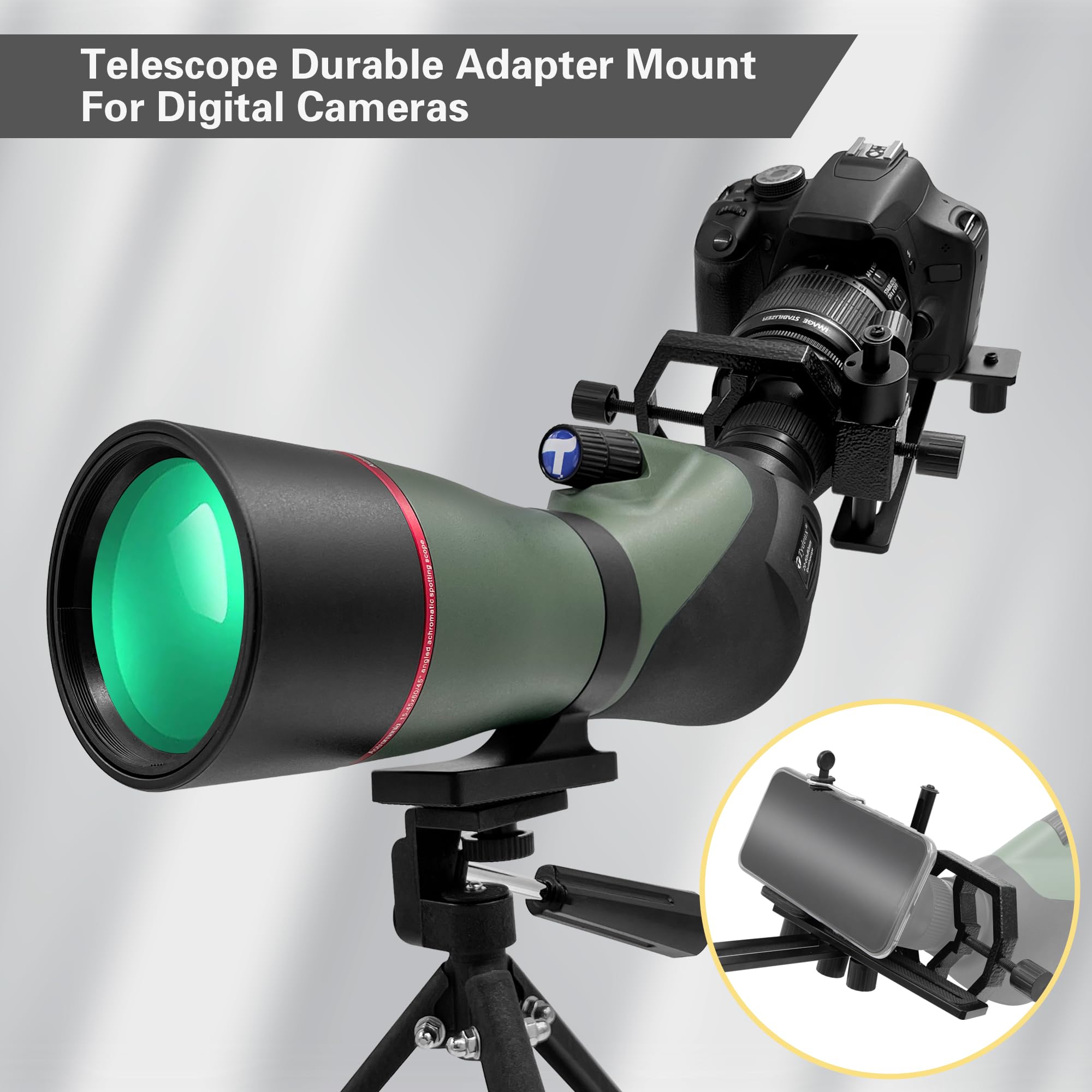Soporte universal para adaptador de cámara de telescopio para teléfono celular, funciona con telescopio, telescopio, microscopio, monocular, binocular
