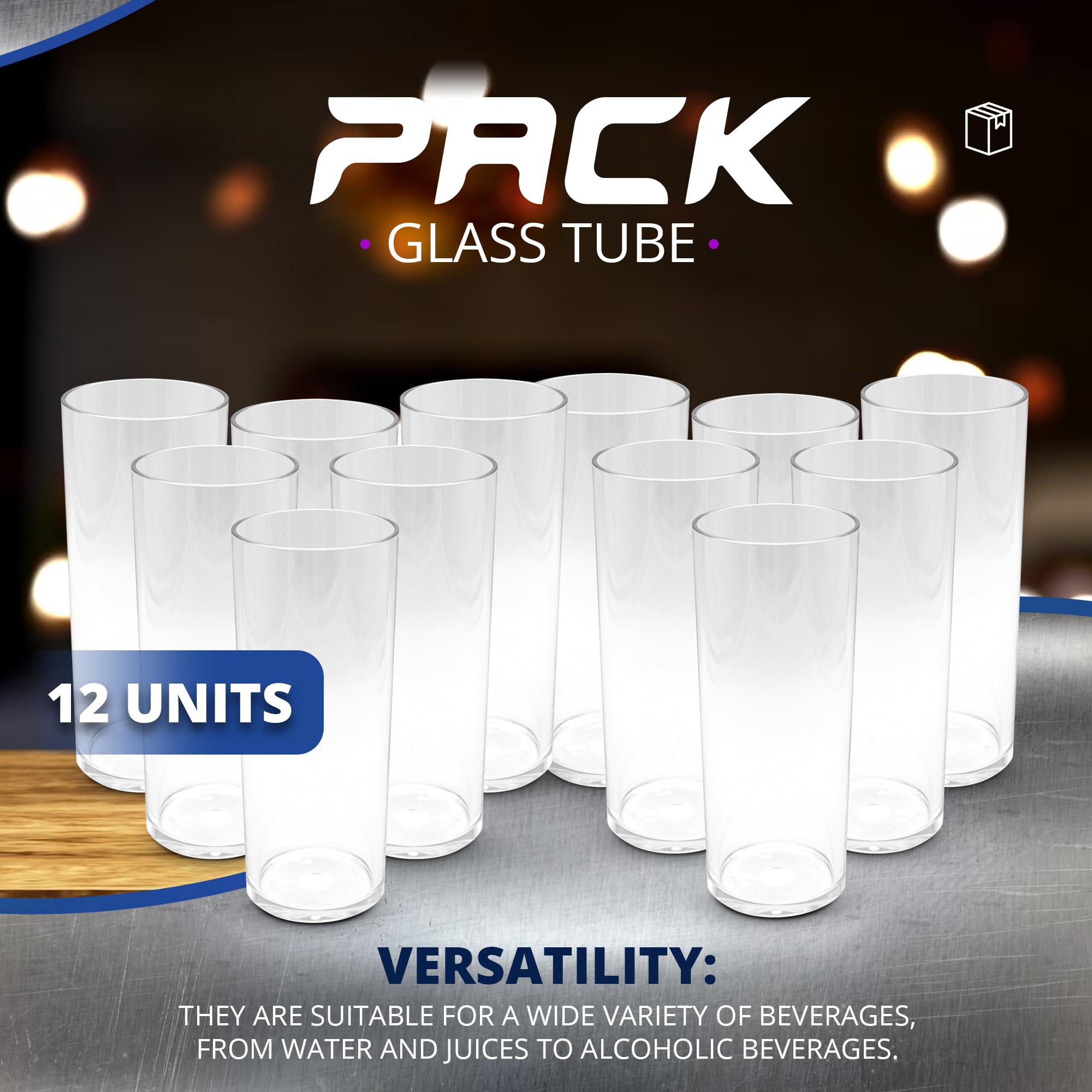 DOJA Barcelona | 30cl Longdrinkgläser | Pack 12 | Harte transparentKunststoffbecher | 154x63x2mm | Polycarbonat Trinkgläser | Wiederverwendbare Hartplastikbecher | für Most, Cocktail, Gin Tonic