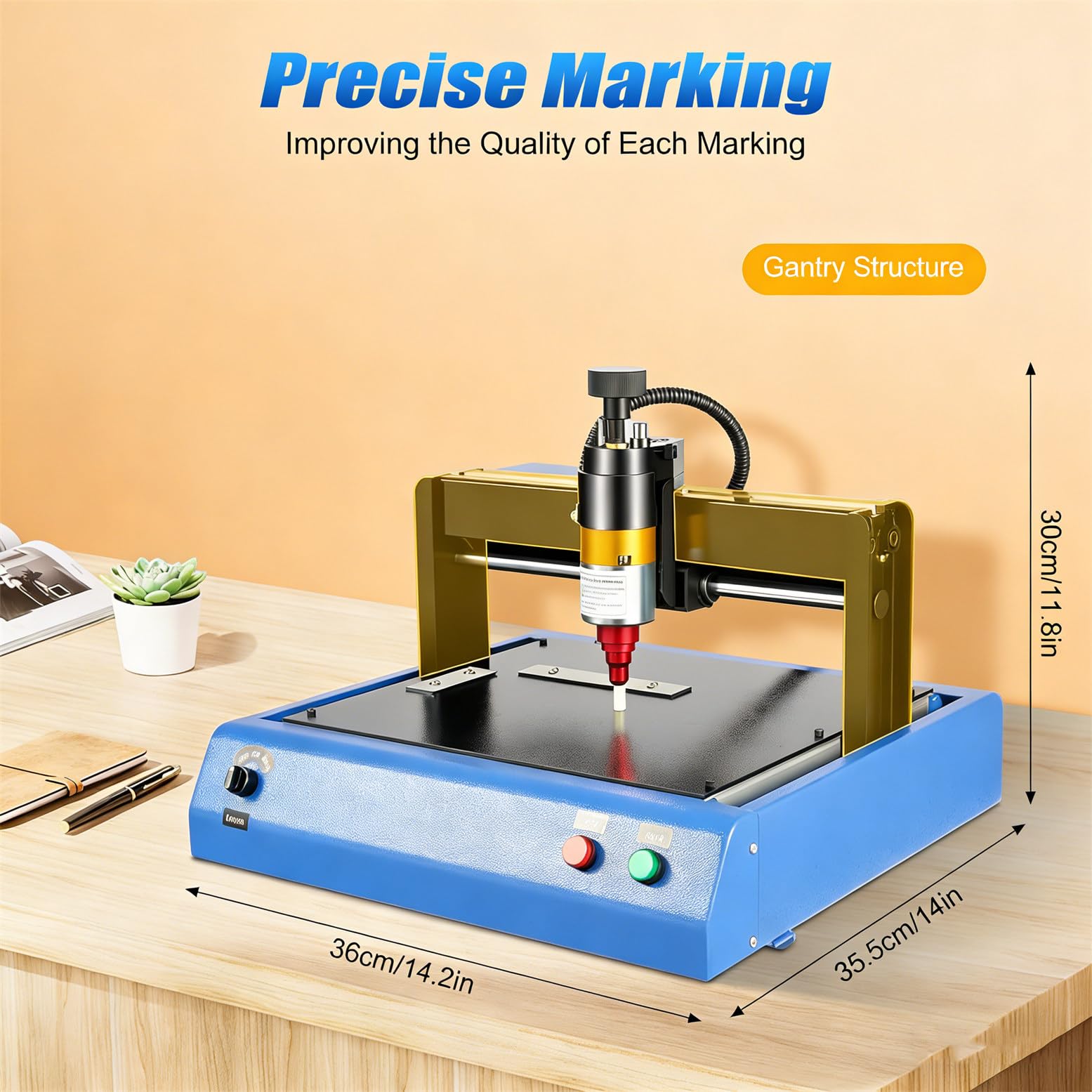 Graveur métallique 400 W, machine de gravure rapide en acier pour métaux profonds et bijoux, vitesse de 50 mm/s, idéale pour les projets de bricolage, zone de gravure de 300 x 200 mm