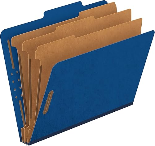 Pendaflex Carpetas de clasificación, estándar, 3 divisores, sujetadores integrados, pestaña de corte 25, azul oscuro, letra, 10BX (24096)