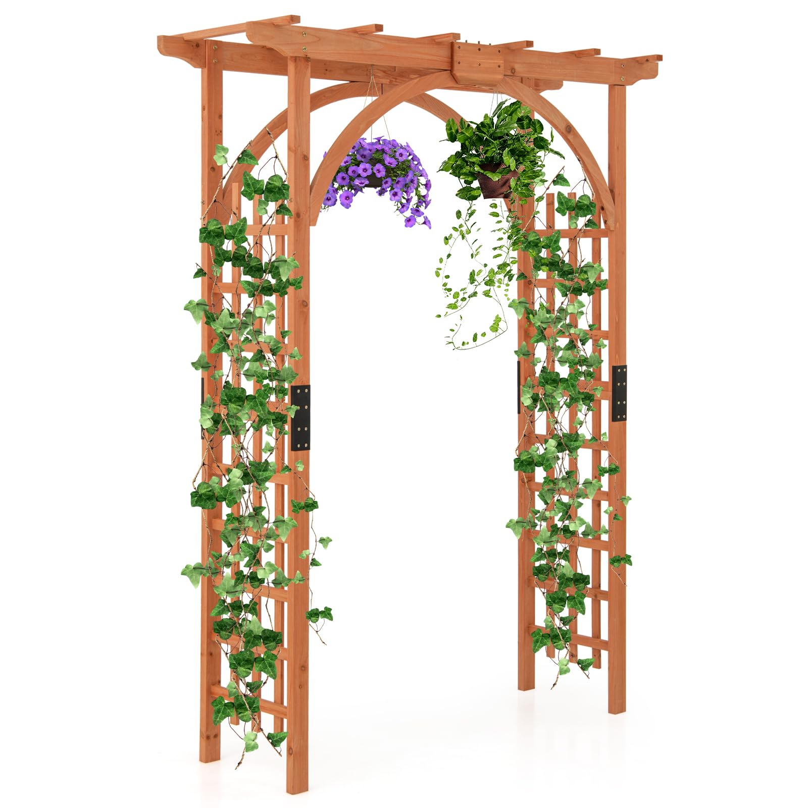 HOMASIES Rosenbogen Mit Blumenkästen - Gartenbogen Aus Holz 185cm Für Kletterpflanzen & Hochzeiten